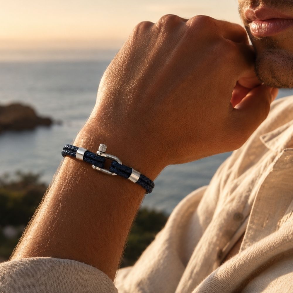 Harbor | Pulsera Cuero Trenzado Hombre