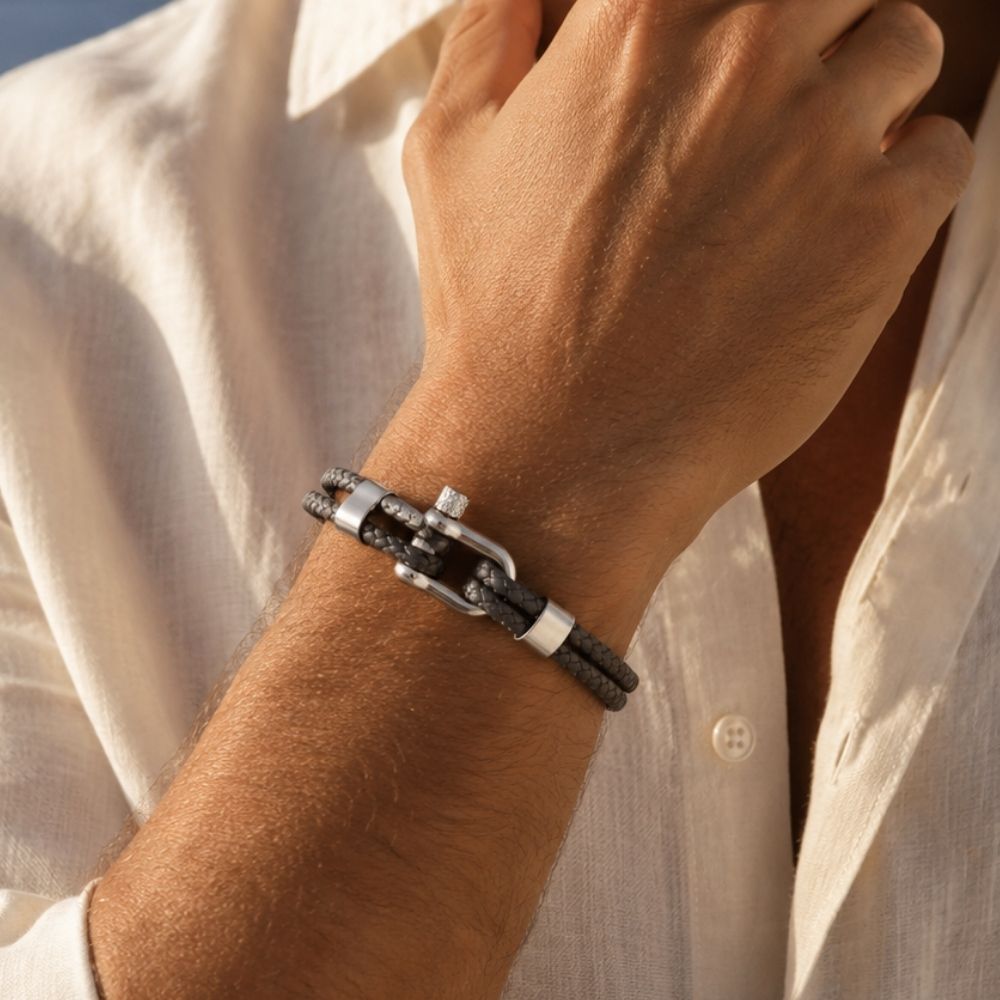 Harbor | Pulsera Cuero Trenzado Hombre