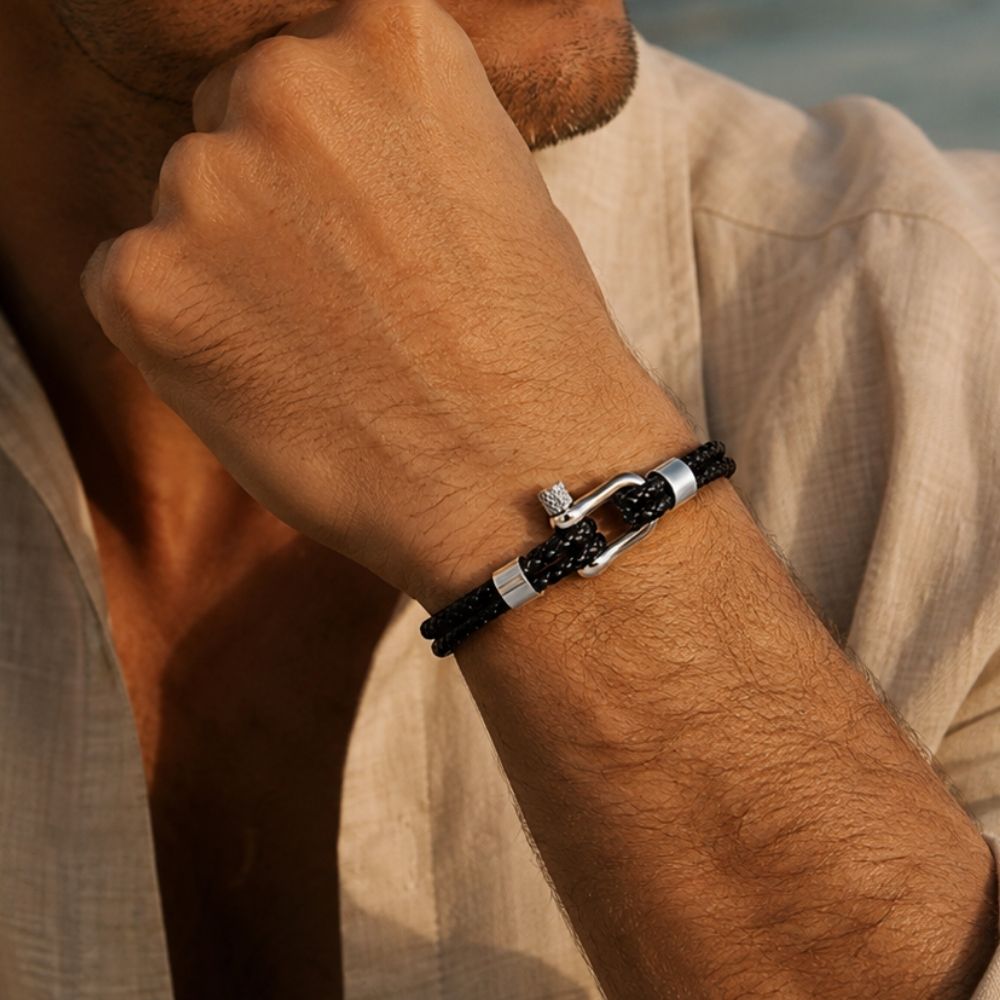 Harbor | Pulsera Cuero Trenzado Hombre