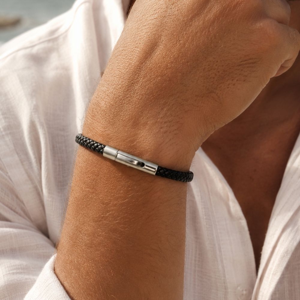 Horizon | Bracelet Cuir Tressé Homme