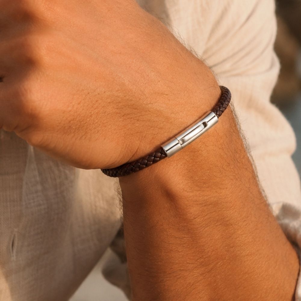 Horizon | Bracelet Cuir Tressé Homme