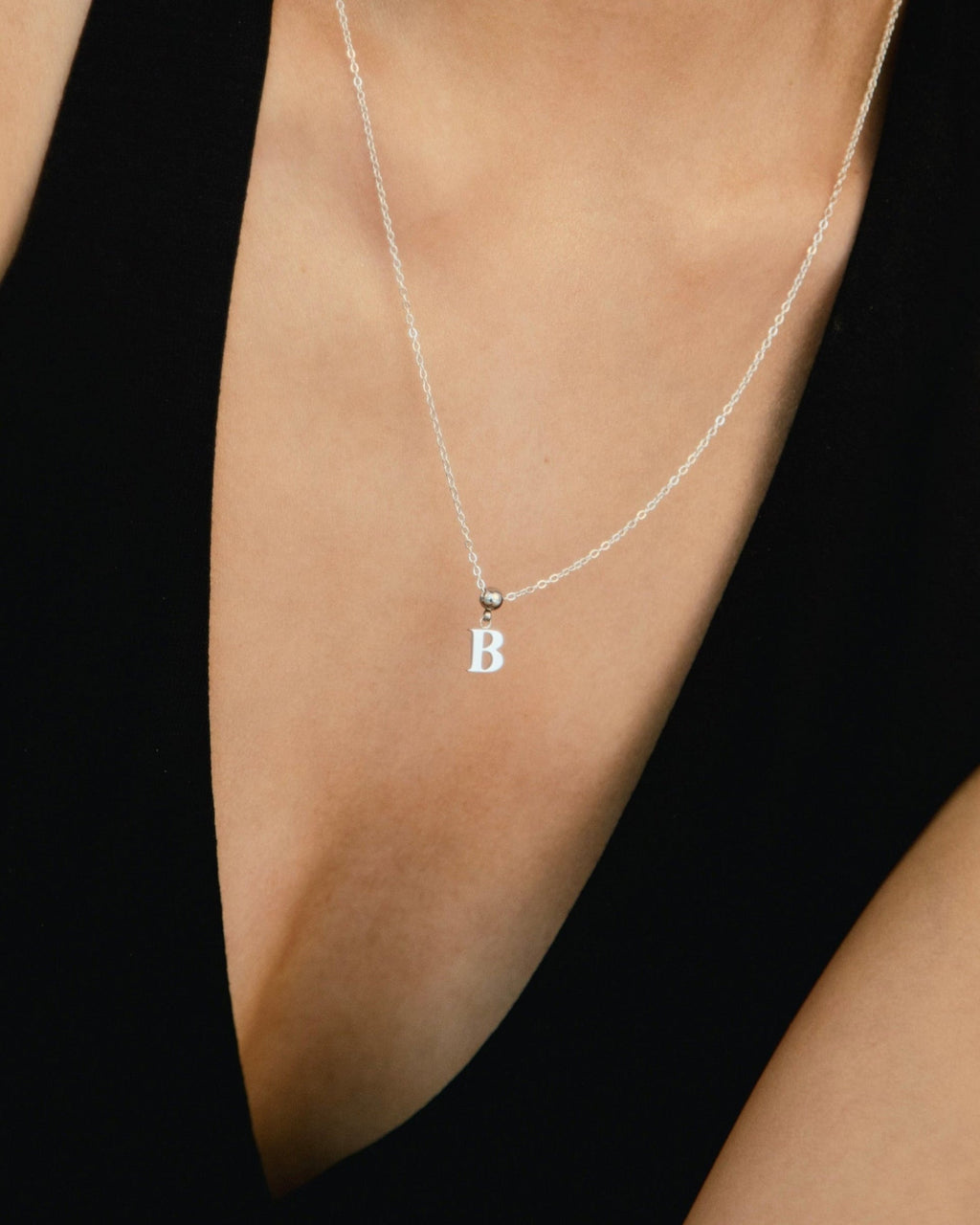Pendentif Initiale B Classique en Argent