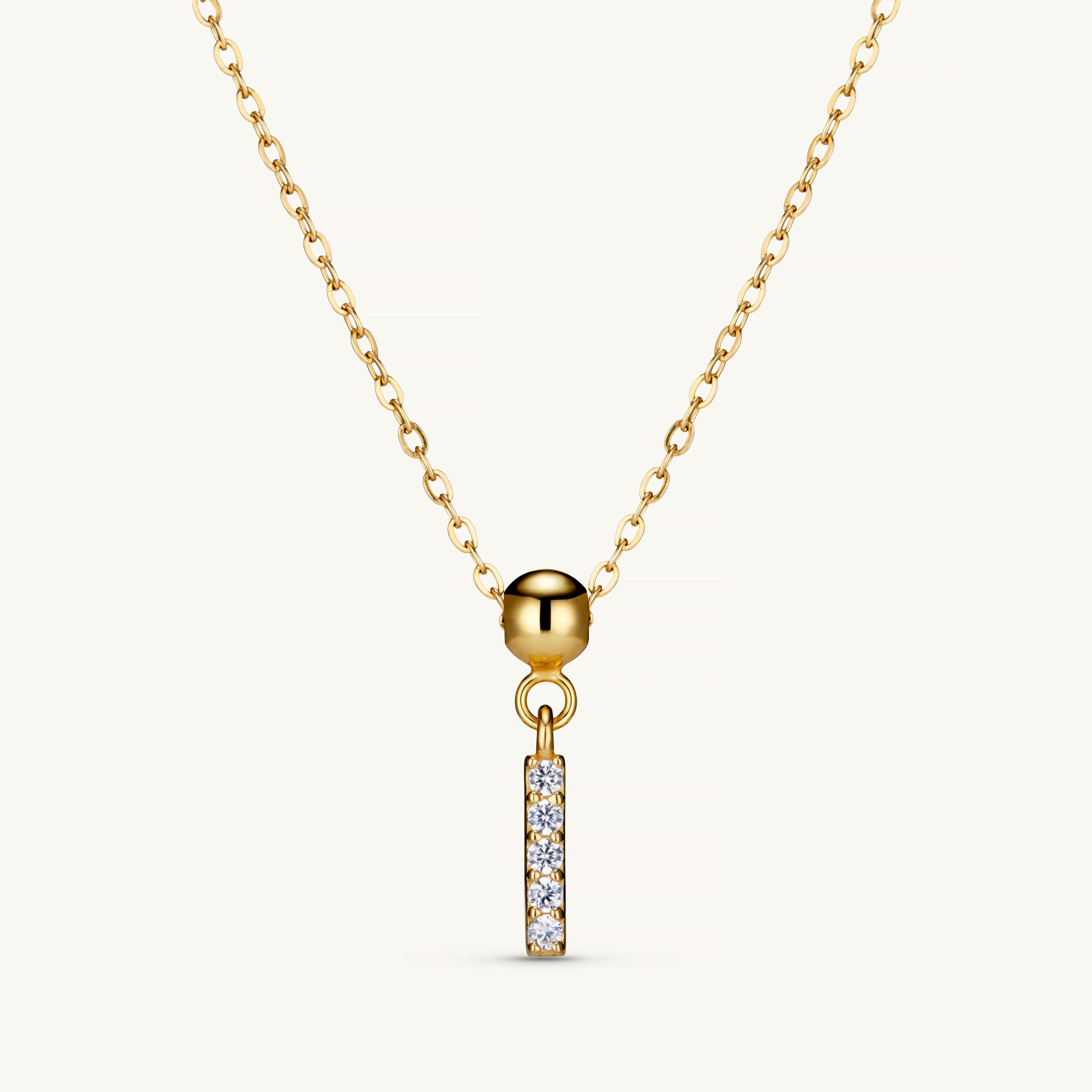 Pendentif Initiale I avec Diamant en Or