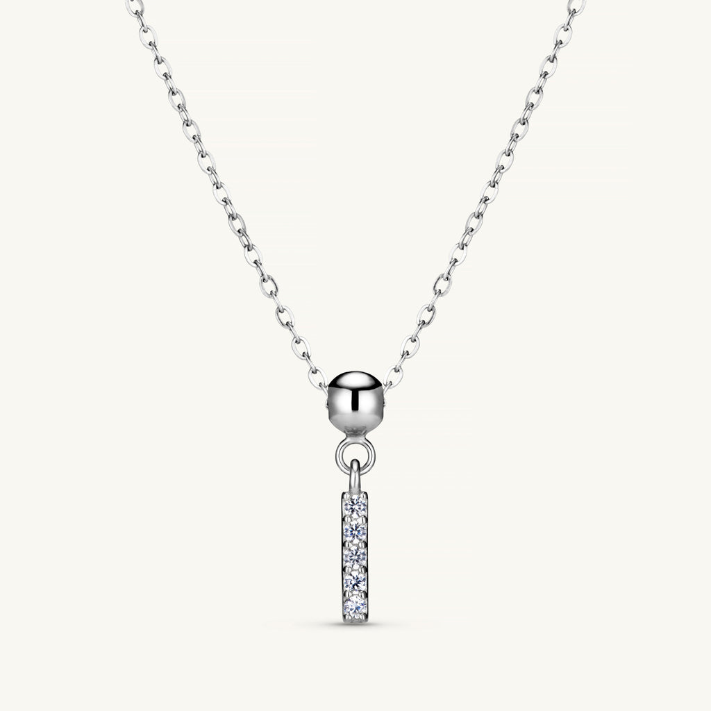 Pendentif Initiale I avec Diamant en Argent