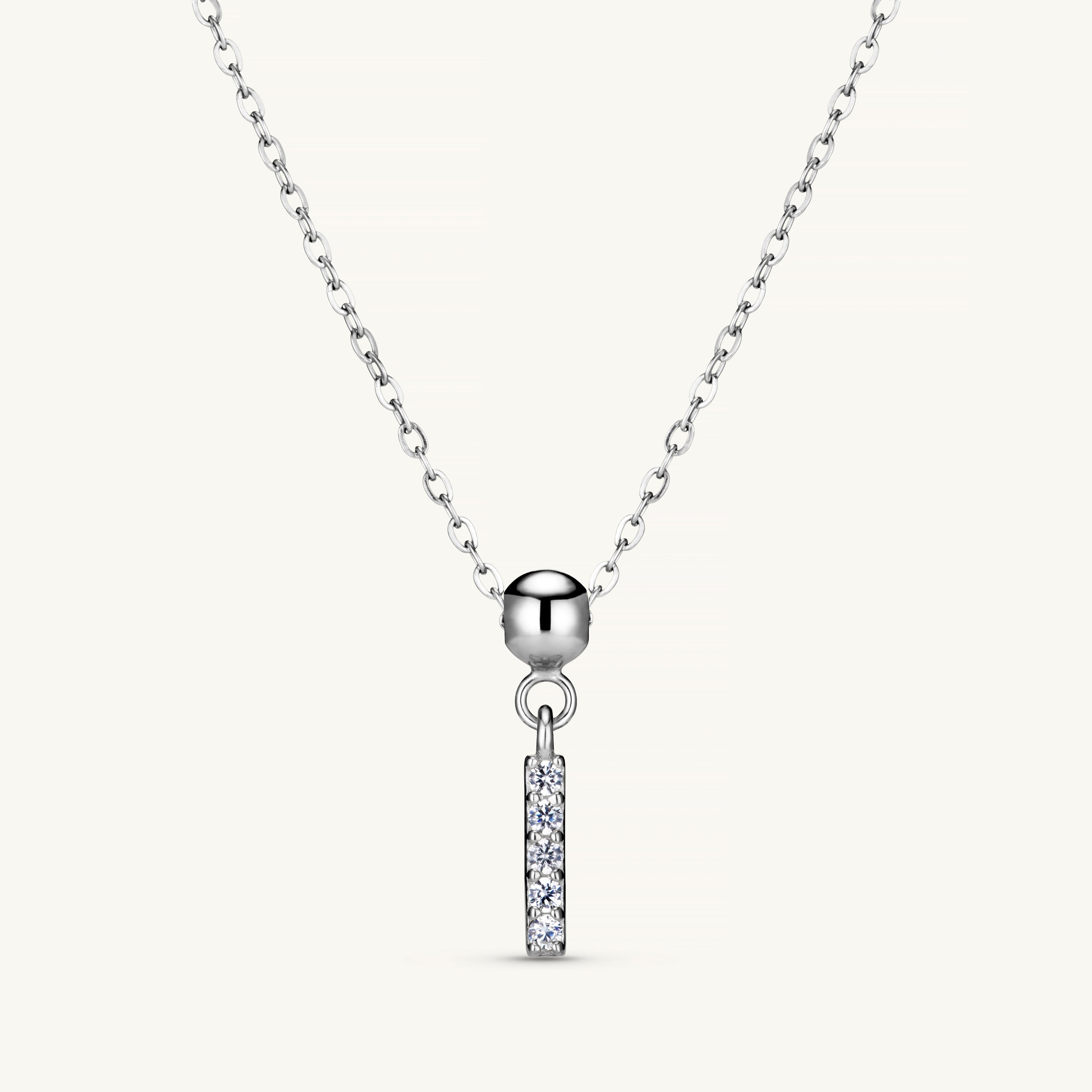 Pendentif Initiale I avec Diamant en Argent