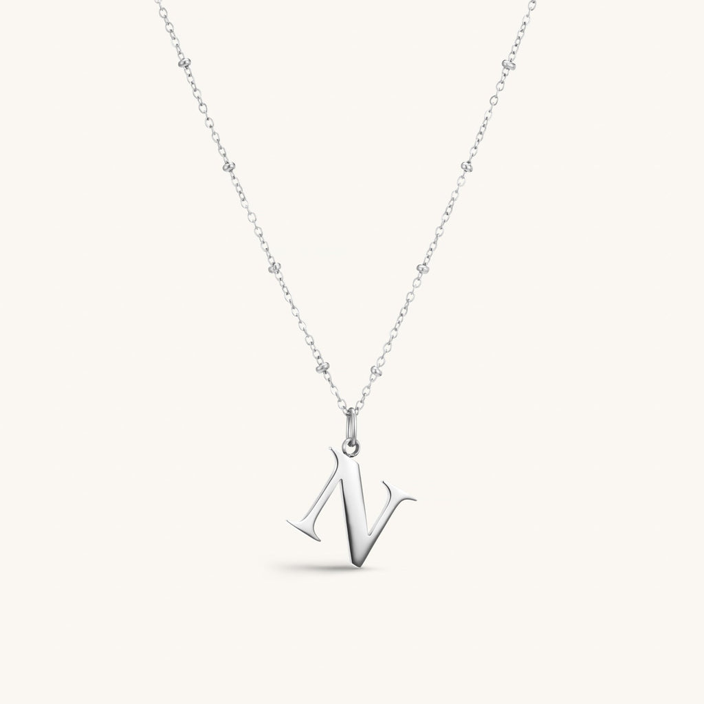 Collier pendentif initiale N en Argent