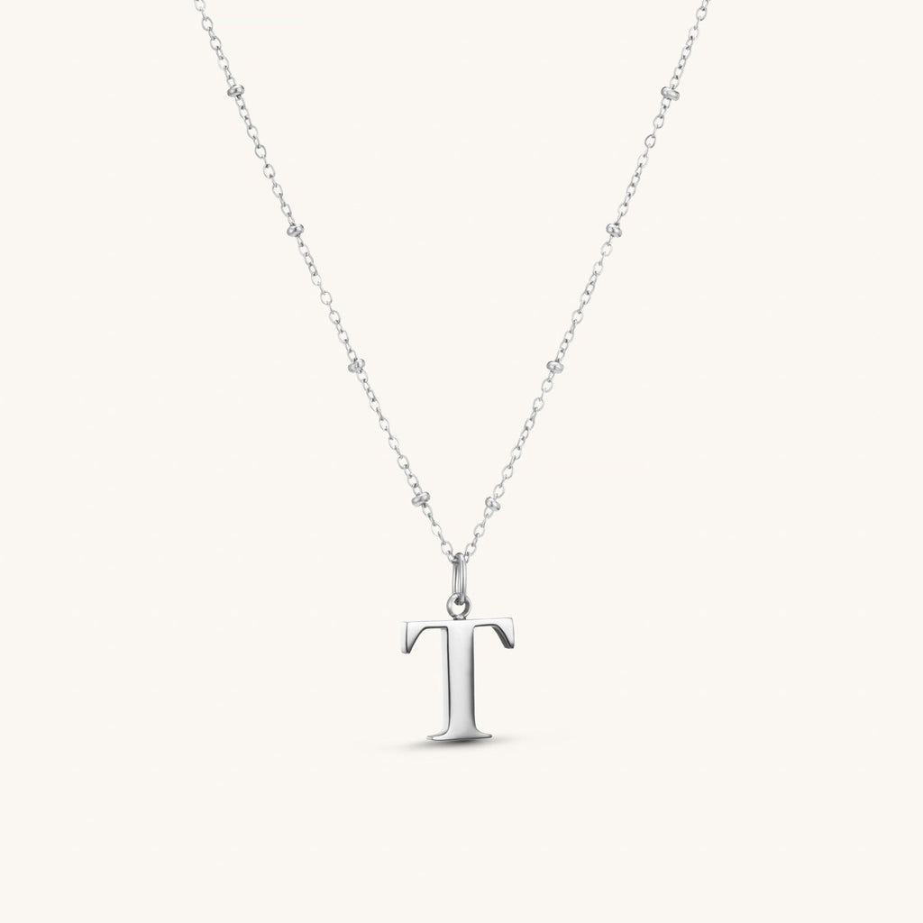 Collier pendentif initiale T en Argent