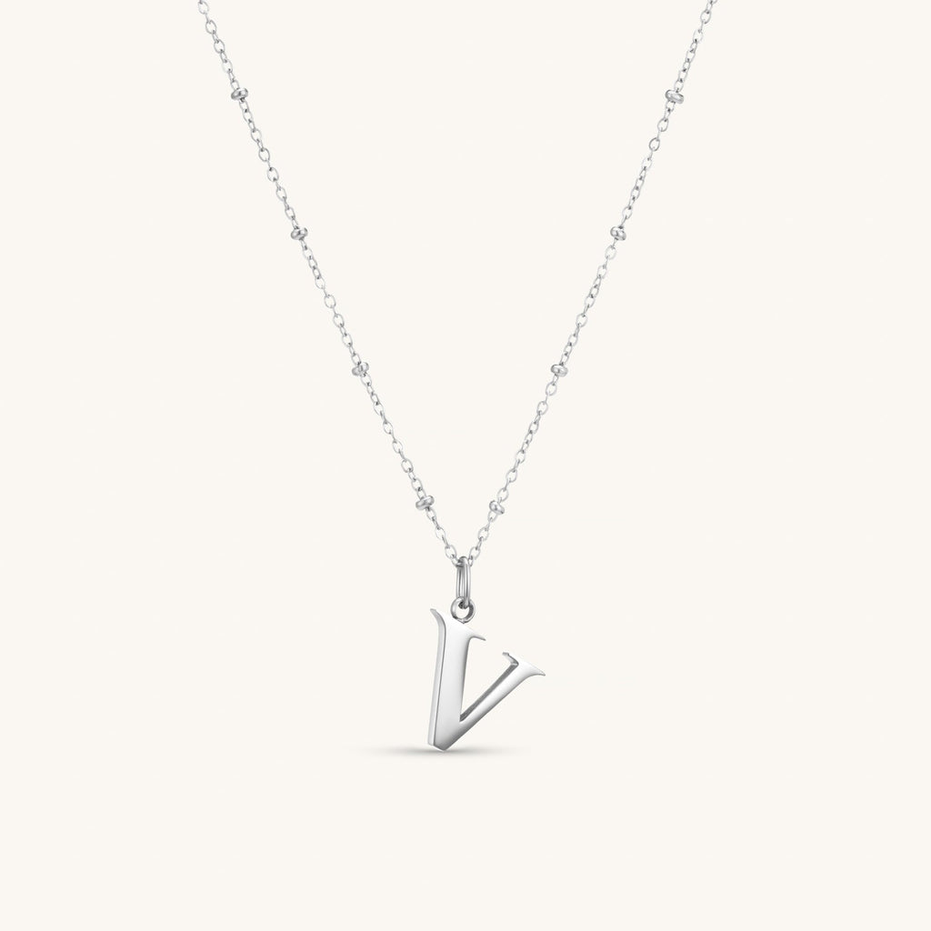 Collier pendentif initiale V en Argent