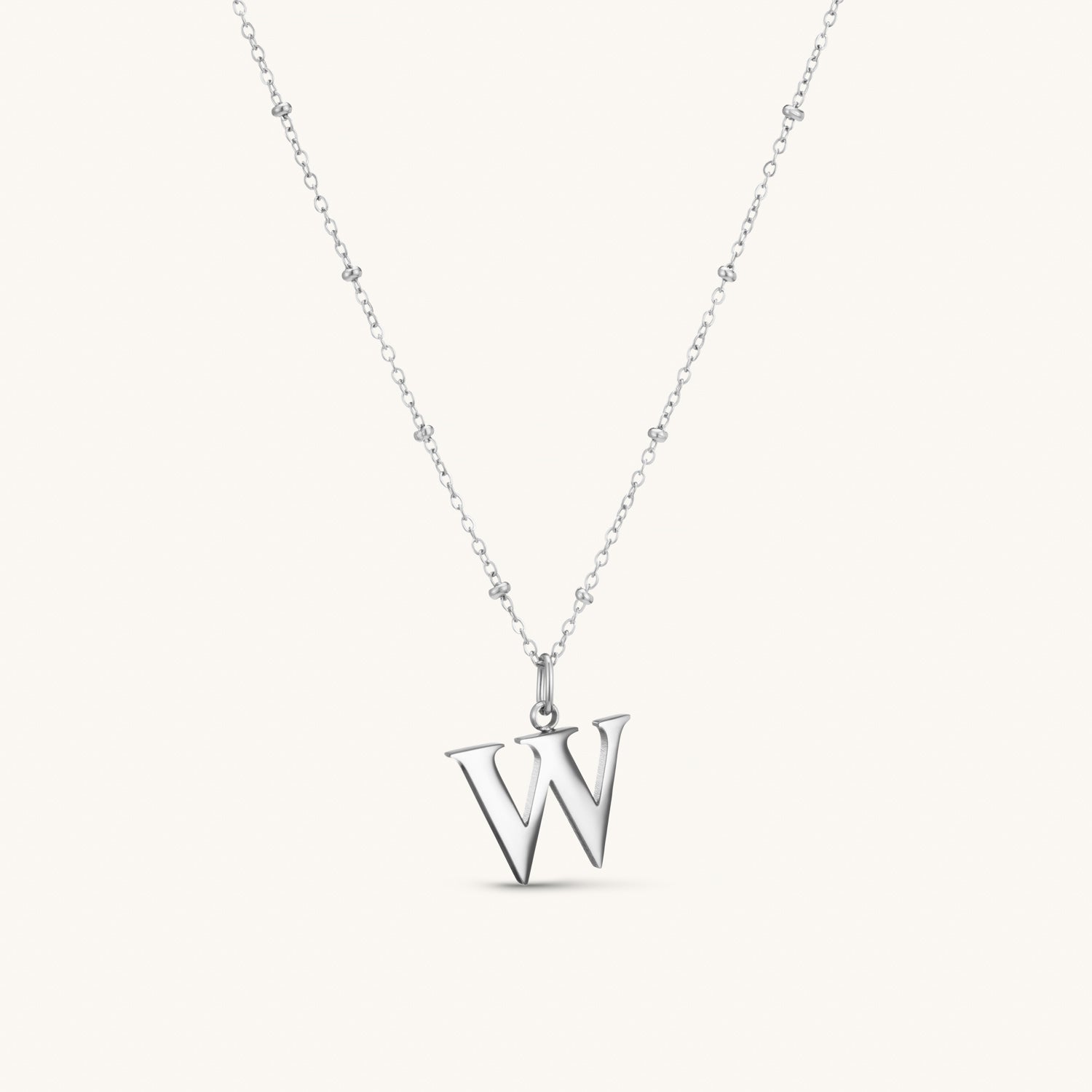 Collier pendentif initiale W en Argent