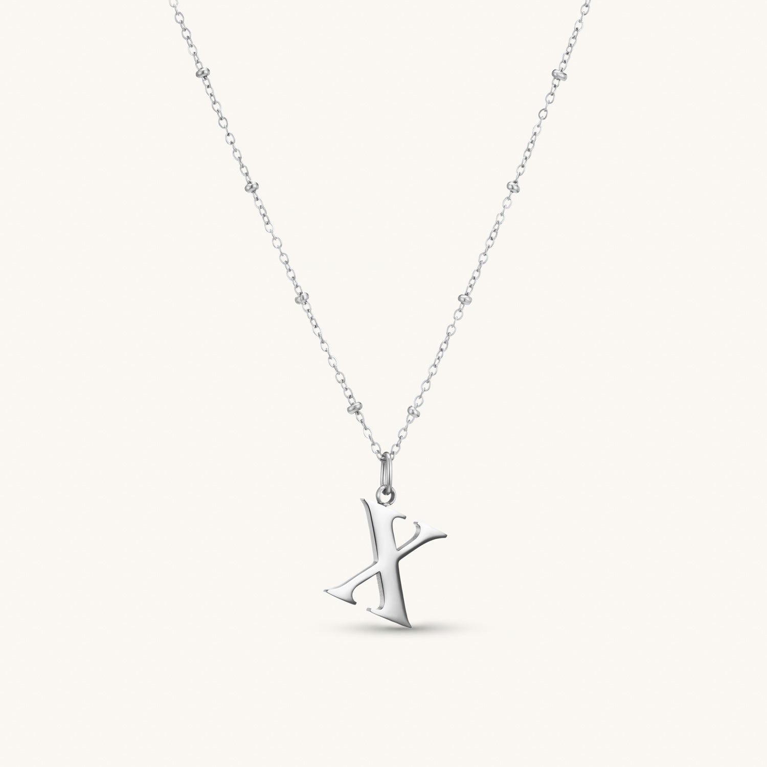 Collier pendentif initiale X en Argent