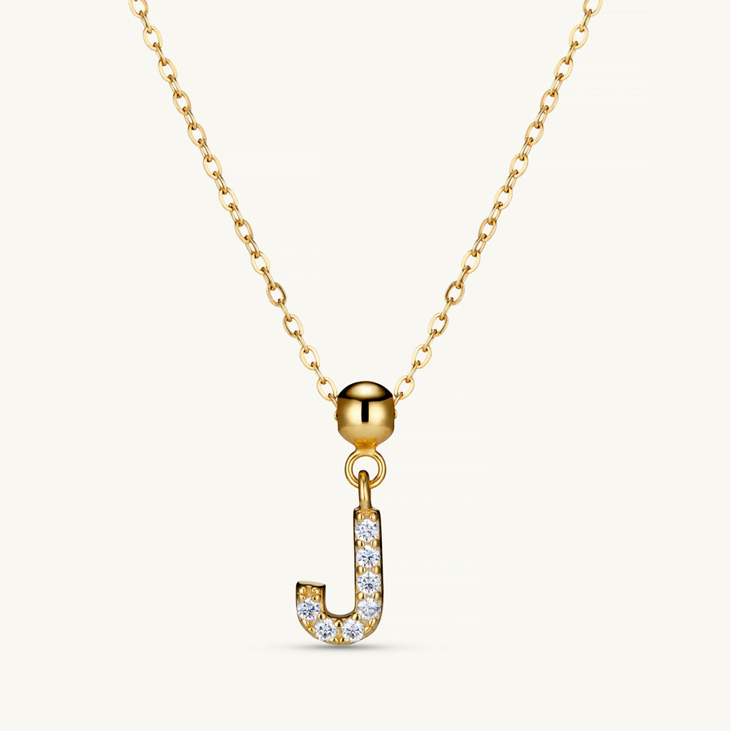 Pendentif Initiale J avec Diamant en Or