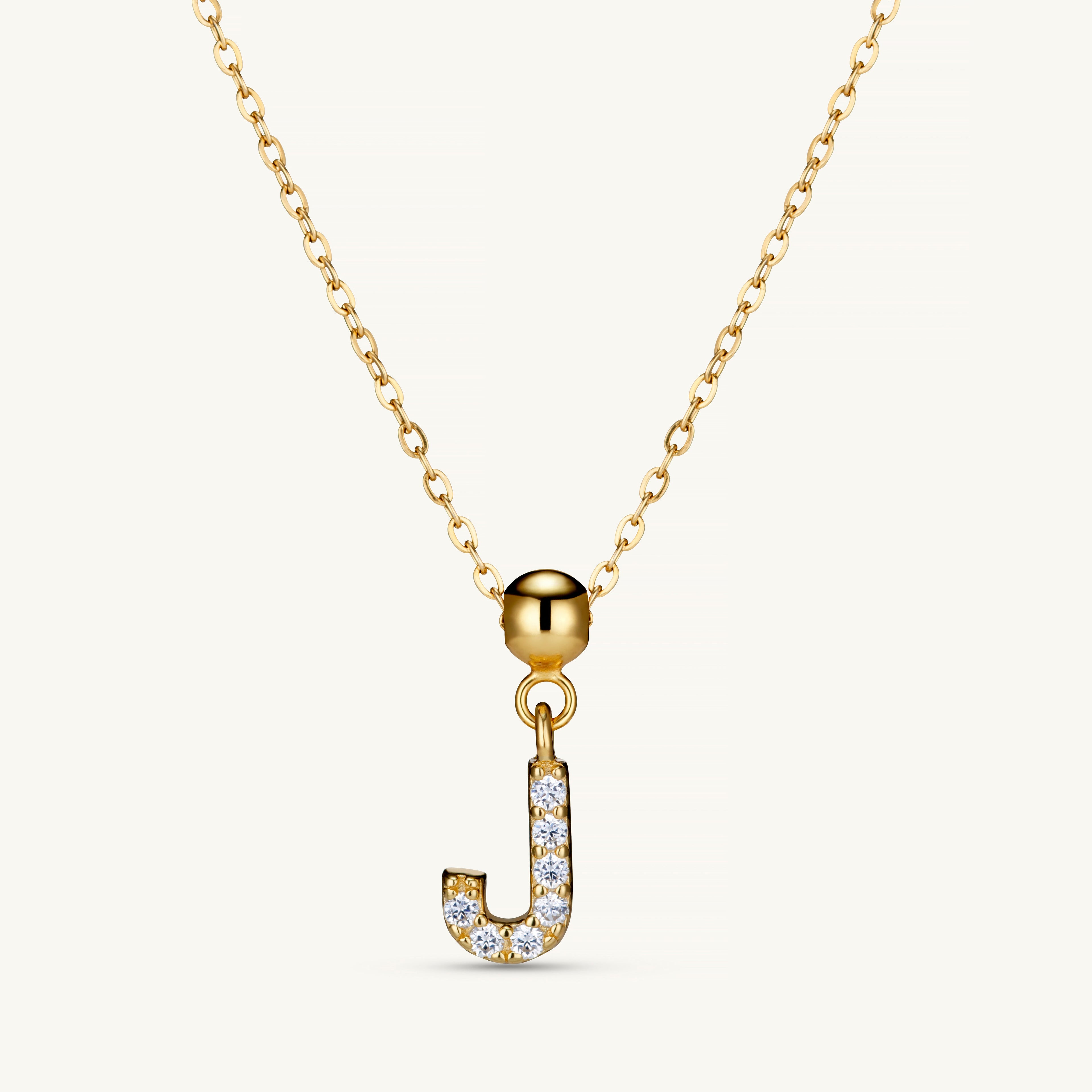 Pendentif Initiale J avec Diamant en Or