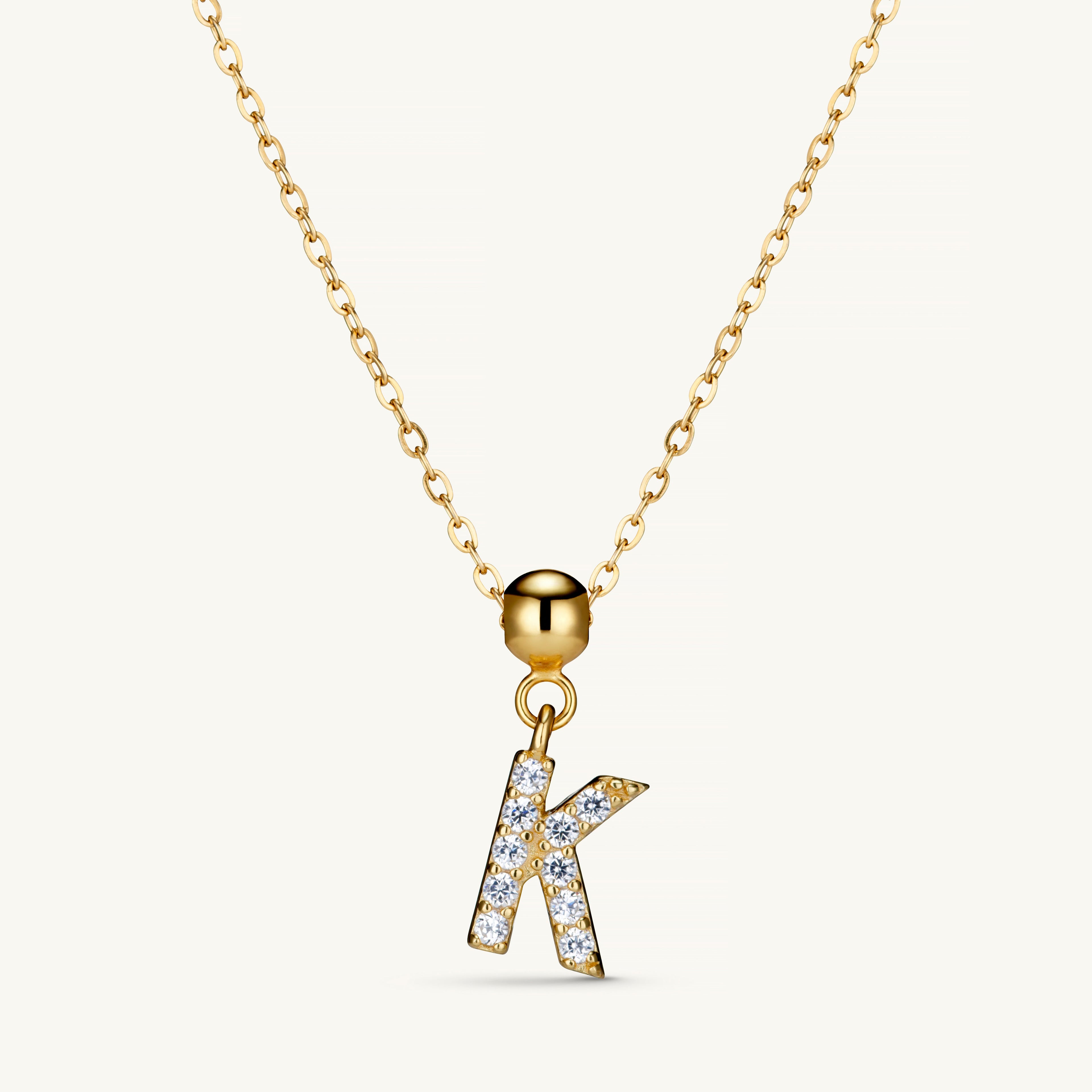 Pendentif Initiale K avec Diamant en Or