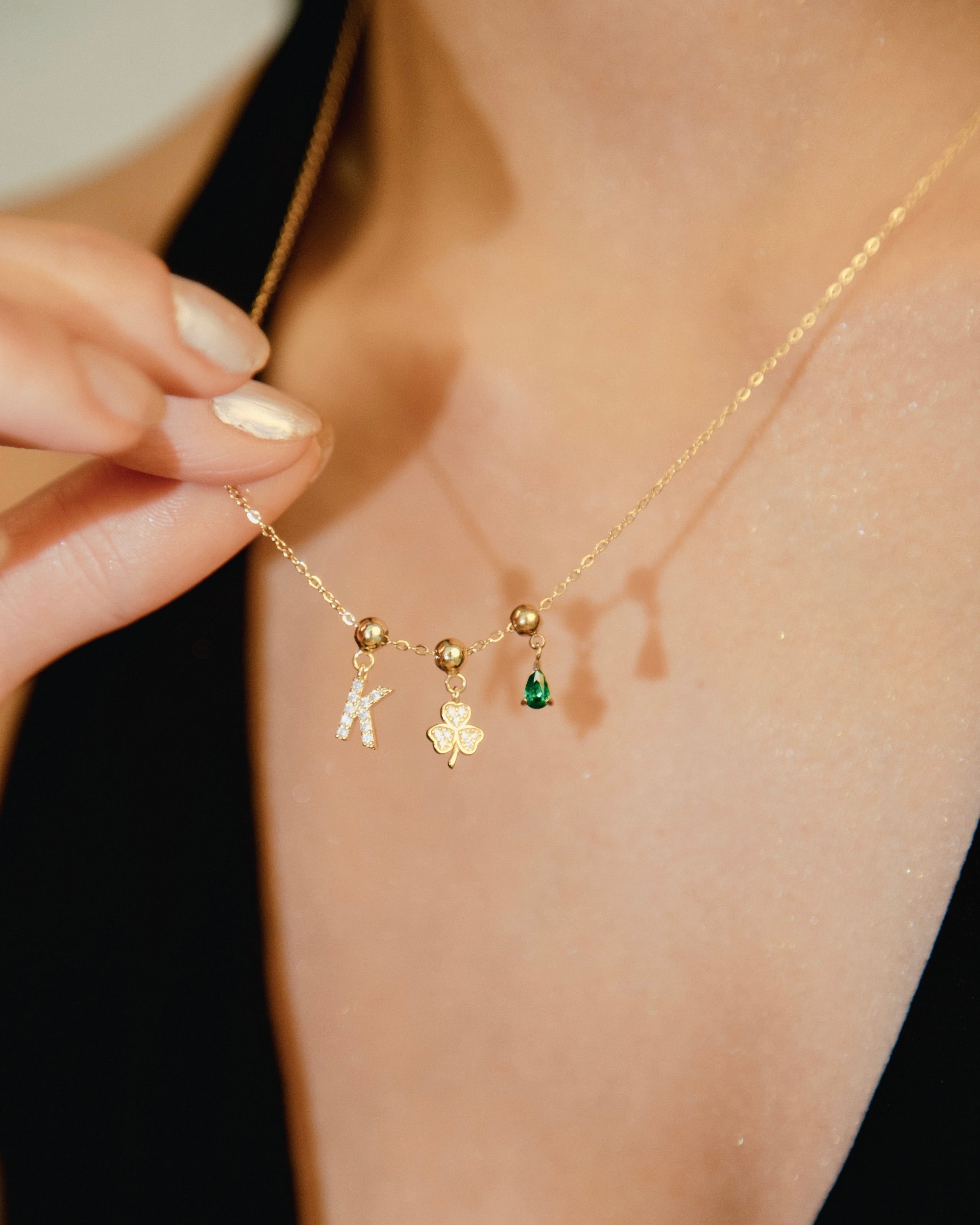 Pendentif Initiale K avec Diamant en Or