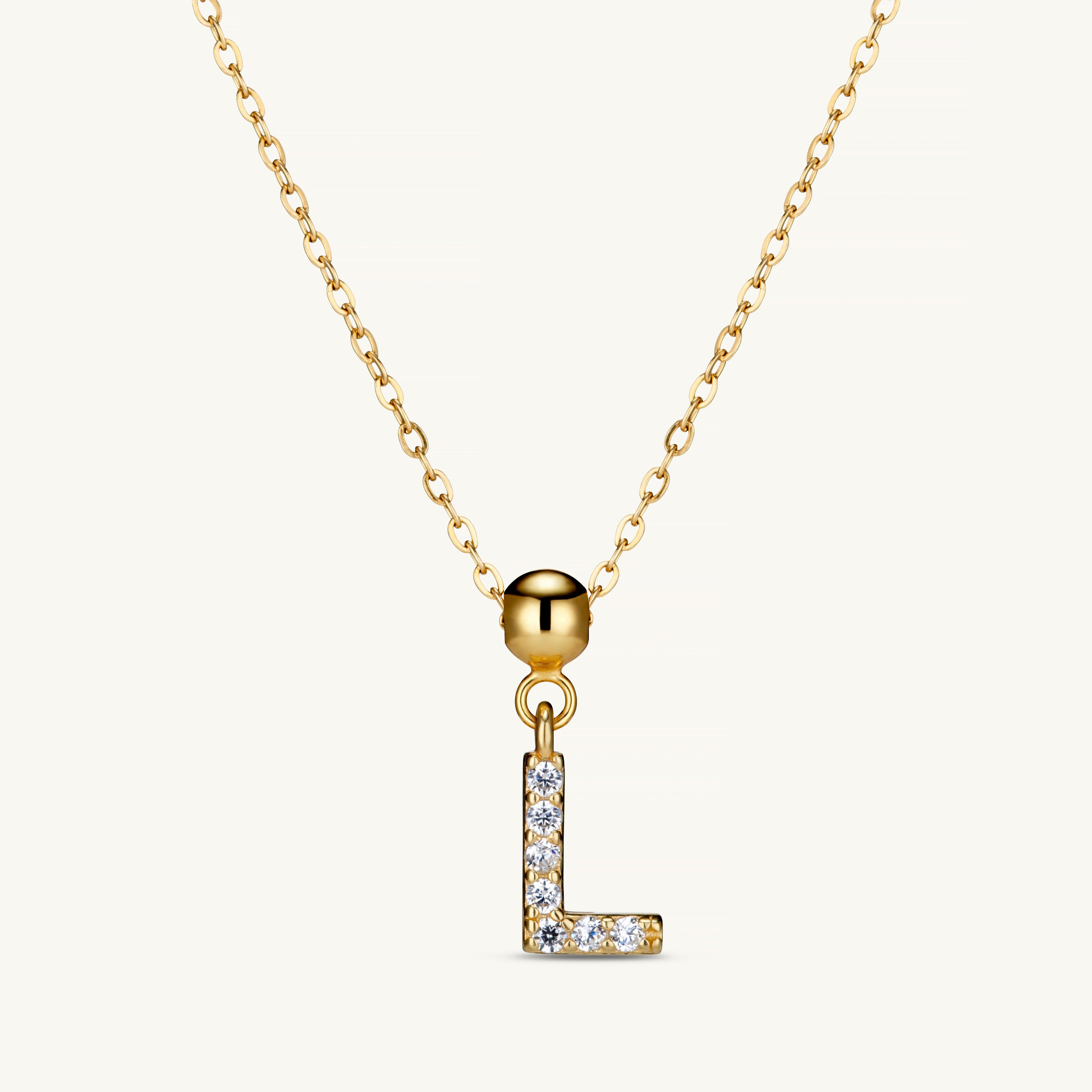 Pendentif Initiale L avec Diamant en Or