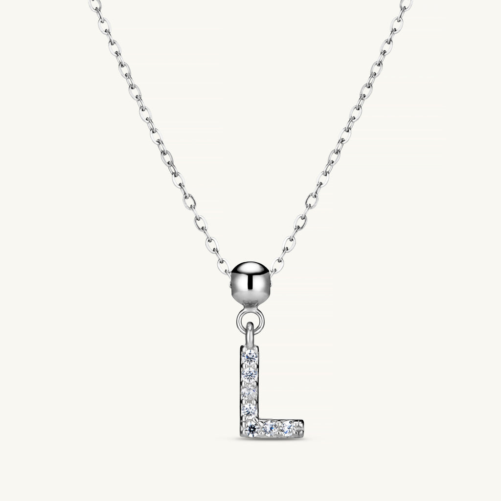 Pendentif Initiale L avec Diamant en Argent