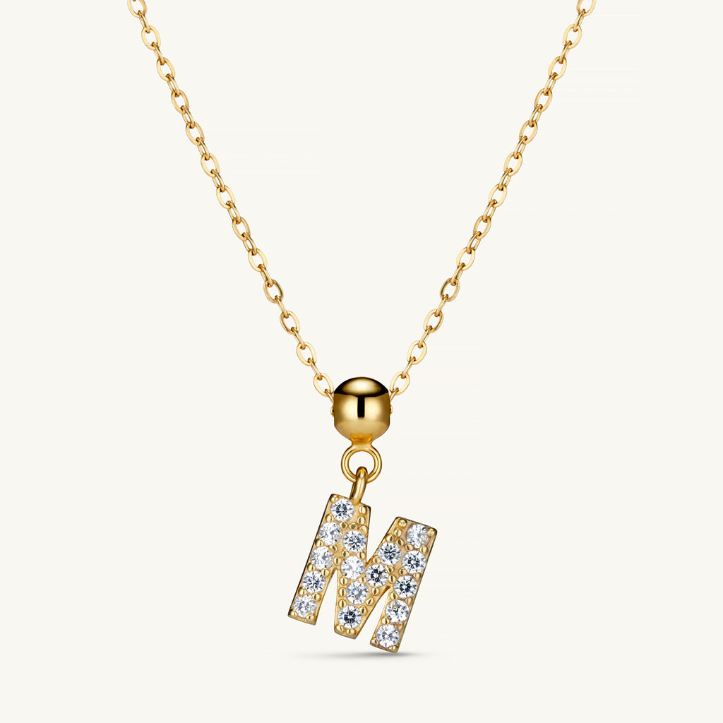 Pendentif Initiale M avec Diamant en Or