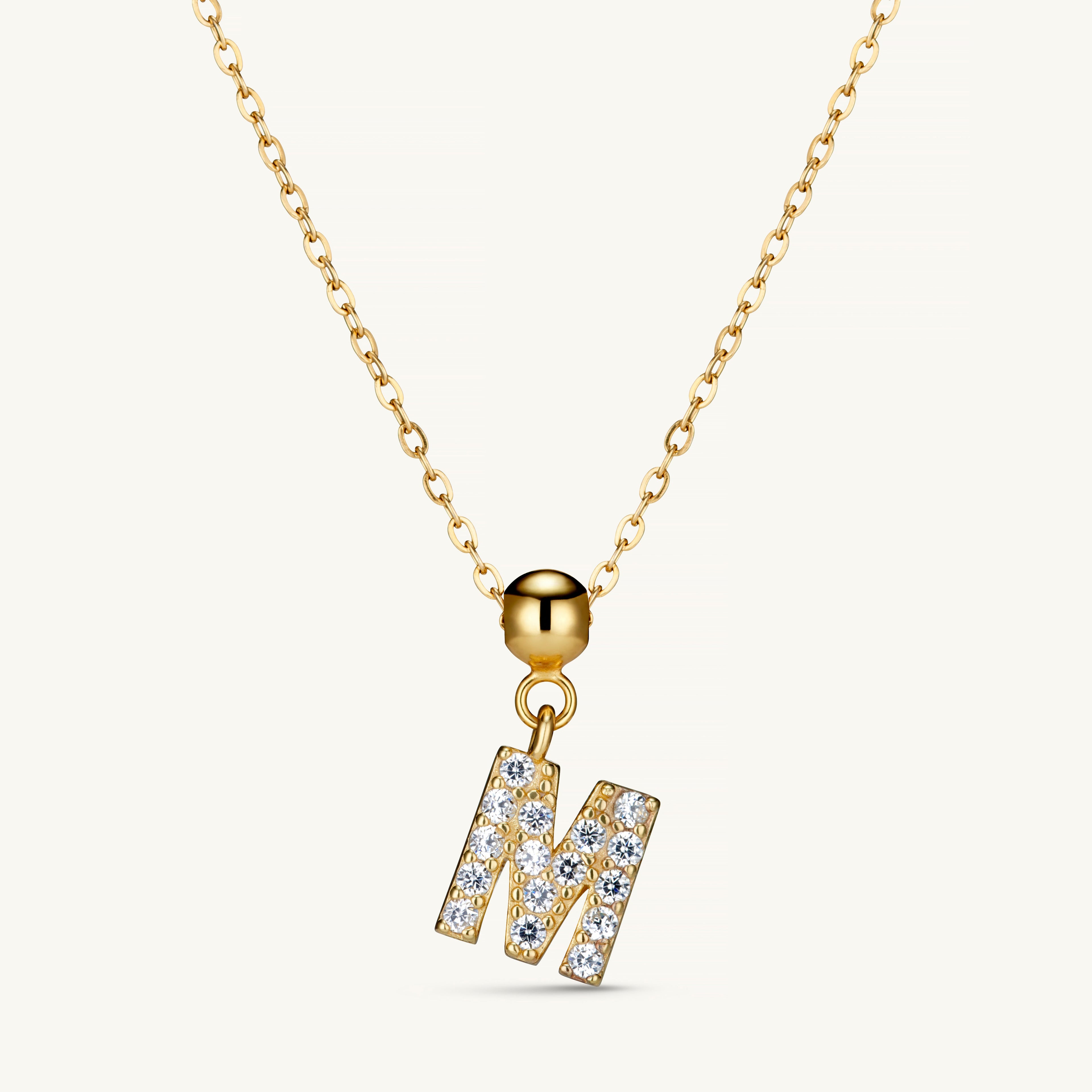 Pendentif Initiale M avec Diamant en Or