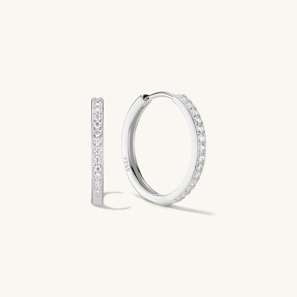 Créoles Pavé Moyennes en Argent