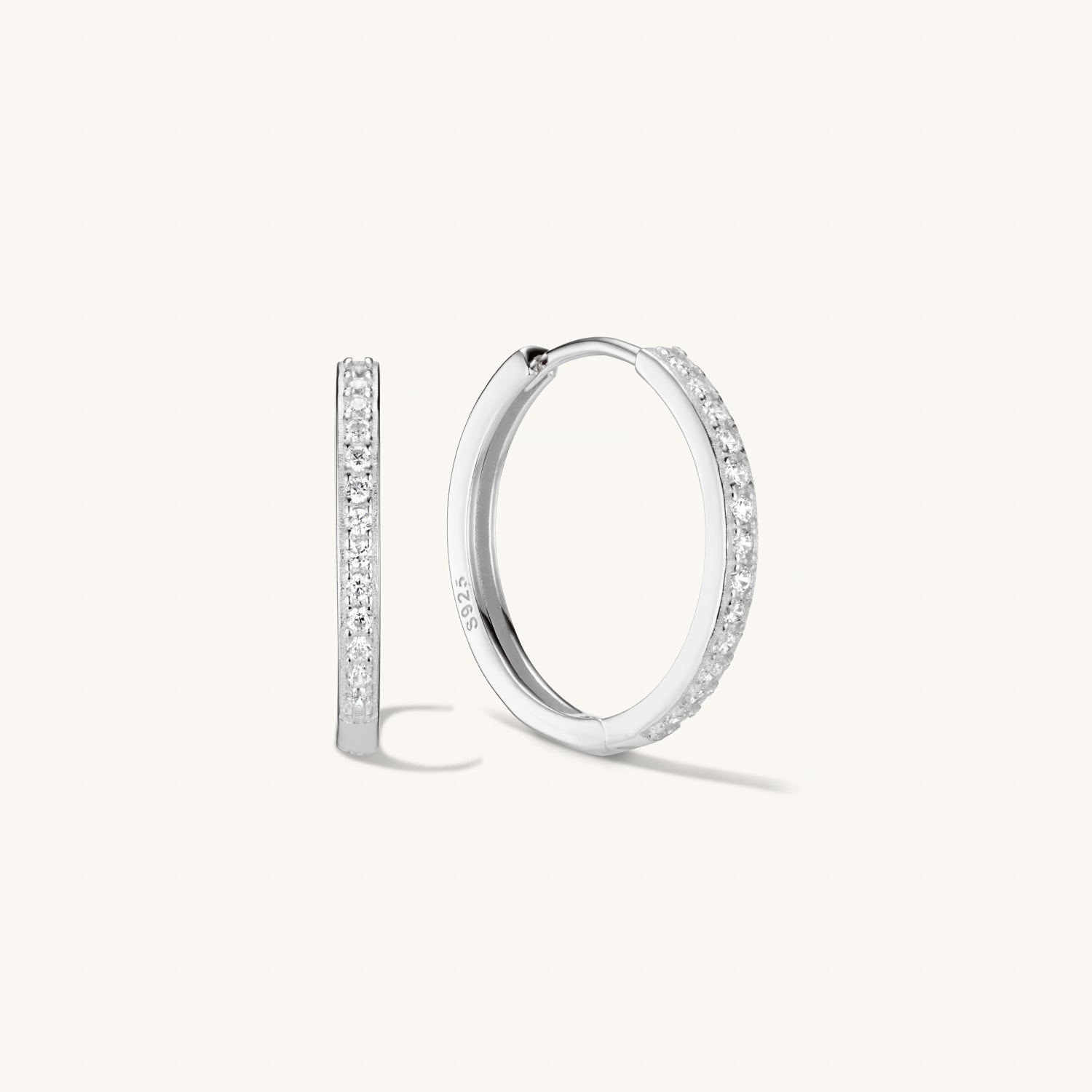 Créoles Pavé Moyennes en Argent
