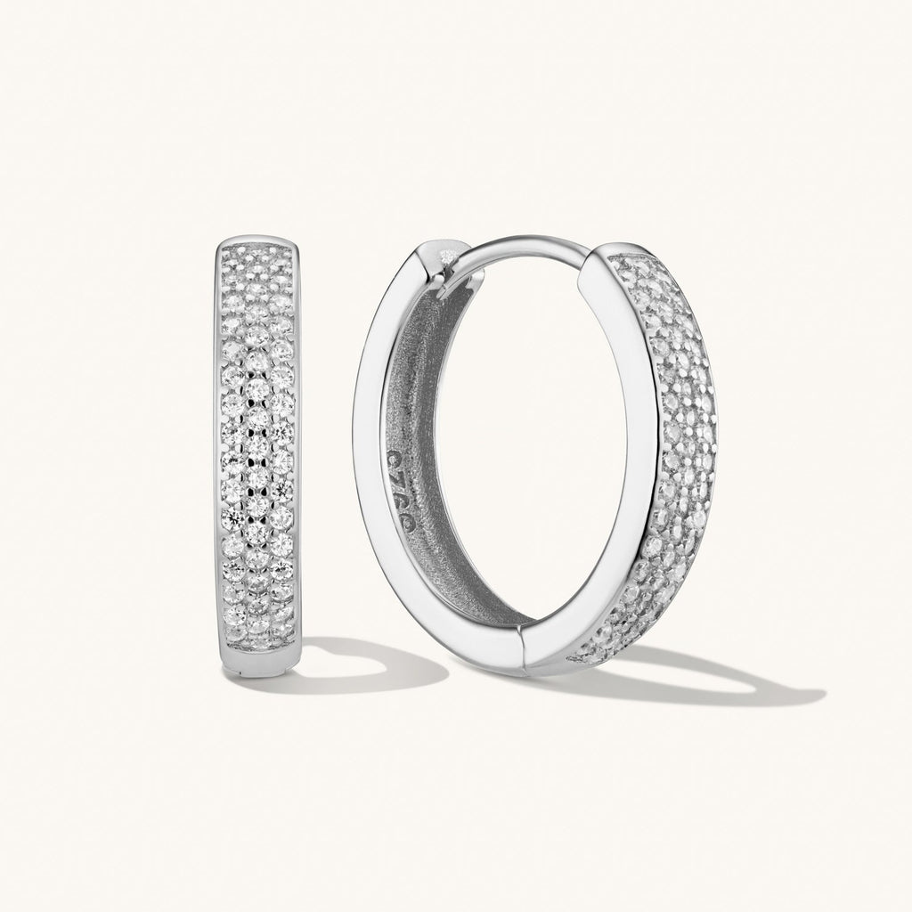 Créoles Pavé Bold Moyennes en Argent
