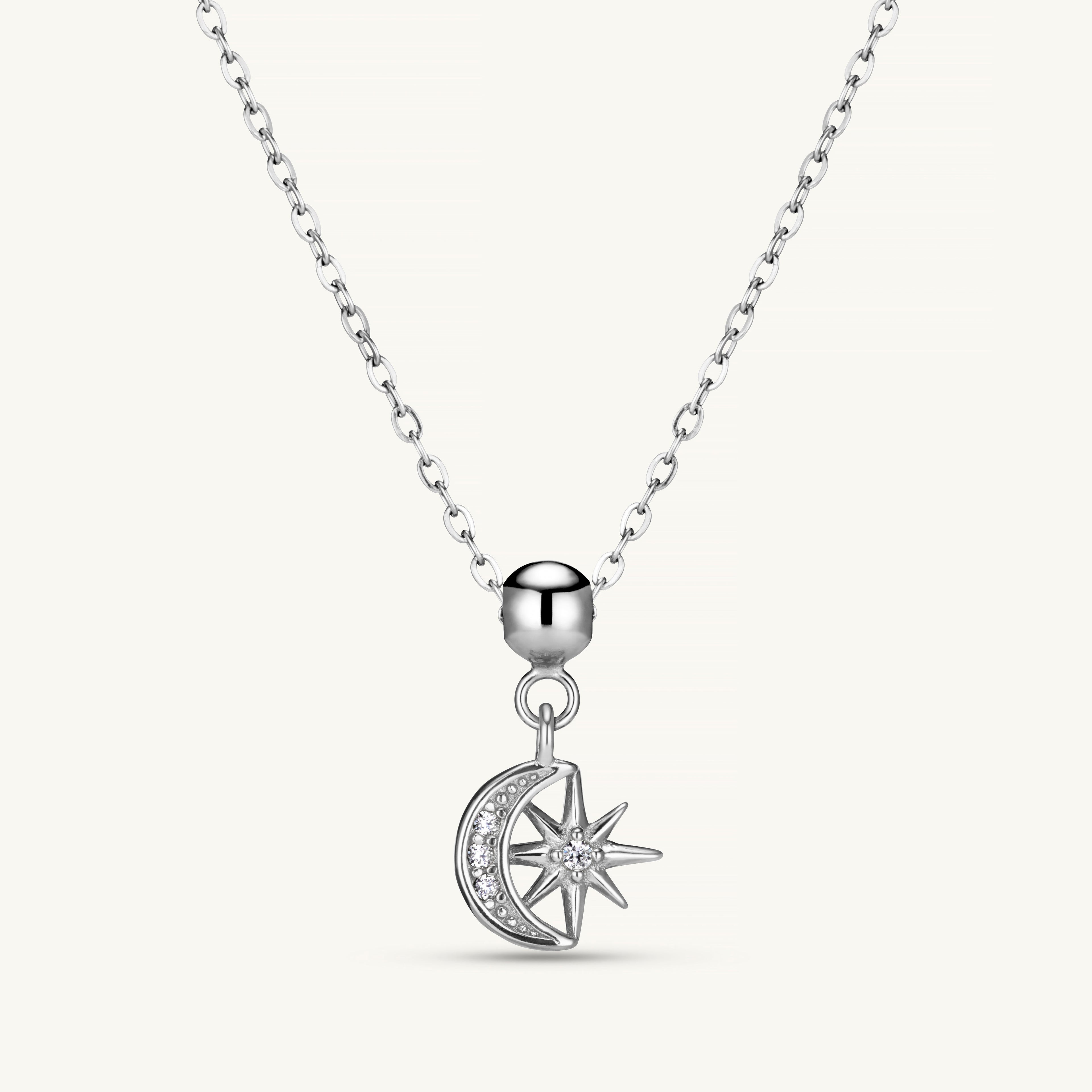 Pendentif Lune & Étoile en Argent