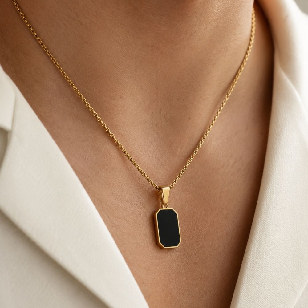 Noir | Collana Uomo Pendente Piastra