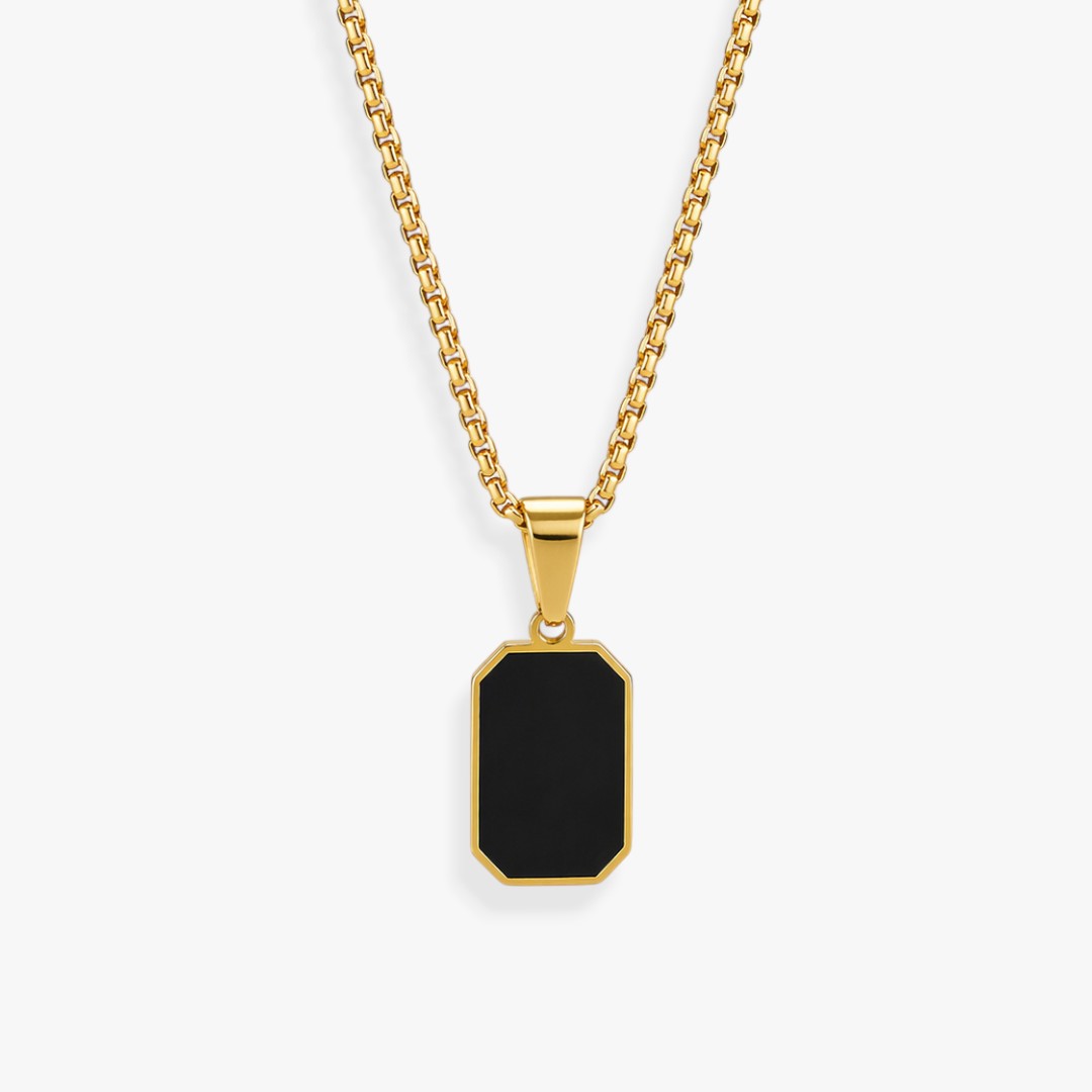 Noir | Collier Pendentif Plaque Homme