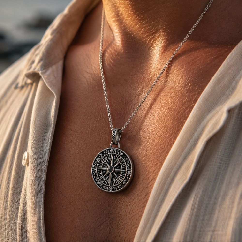 North | Men's Compass Pendant Necklace