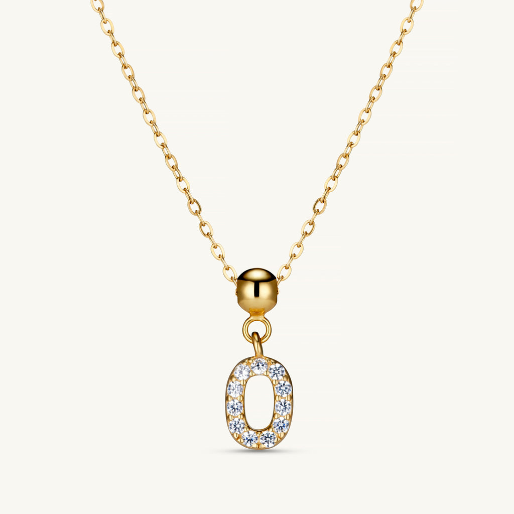 Pendentif Initiale O avec Diamant en Or
