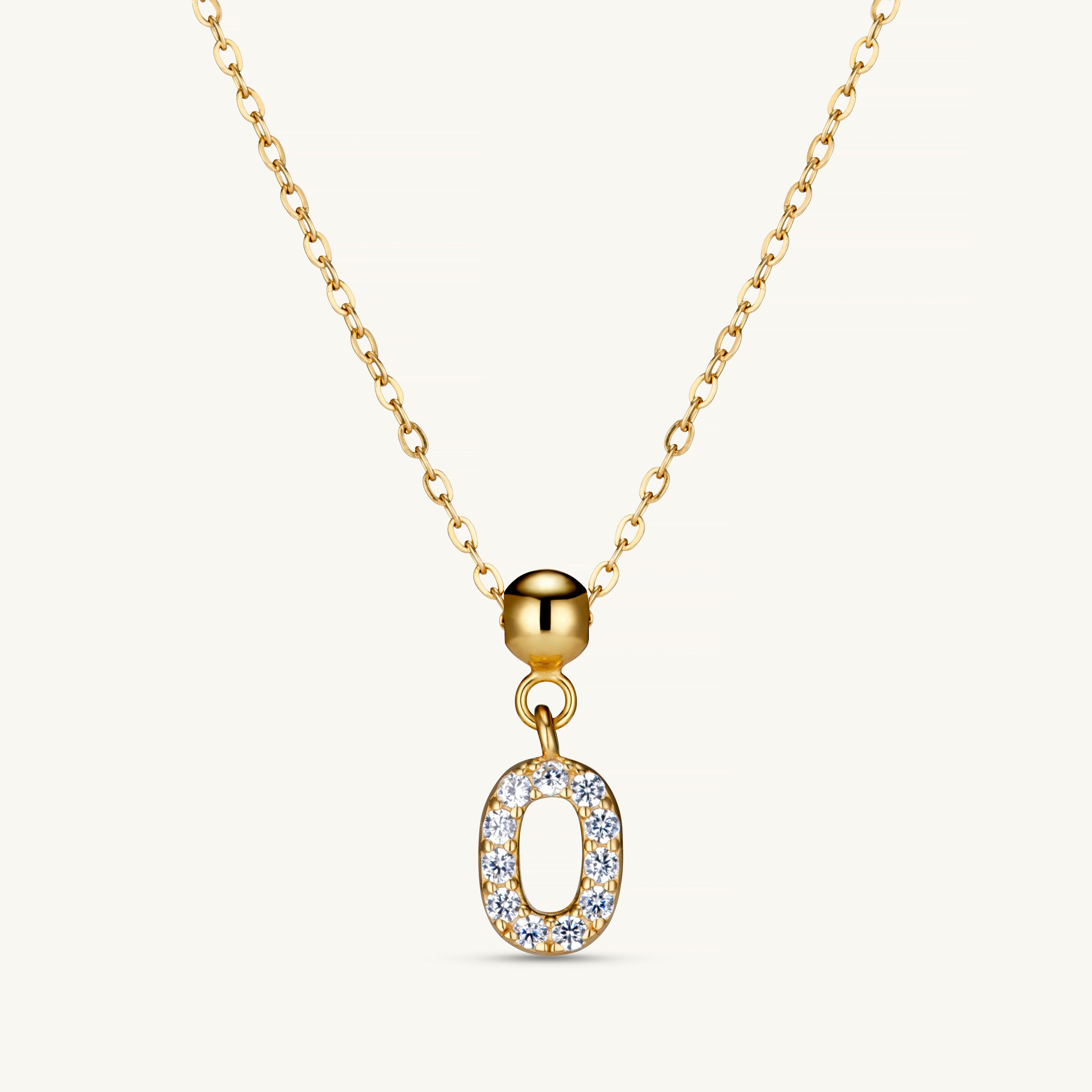 Pendentif Initiale O avec Diamant en Or