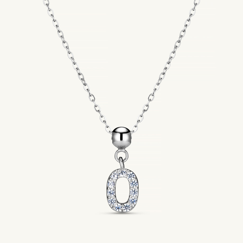 Pendentif Initiale O avec Diamant en Argent