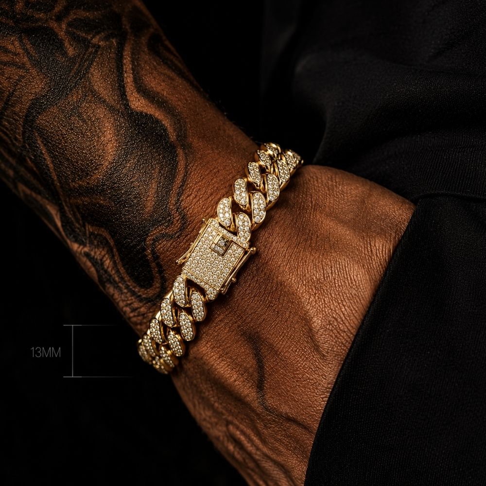 Overload | Bracelet Chaîne Cuban 13mm Zircon Homme
