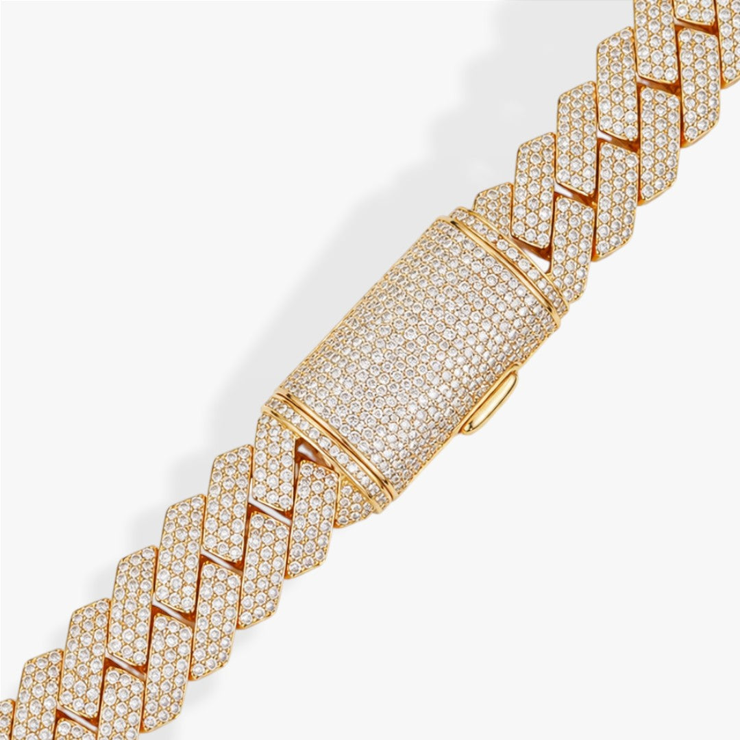 Overload | Collier Chaîne Cuban Zircon Maillons Plats Homme