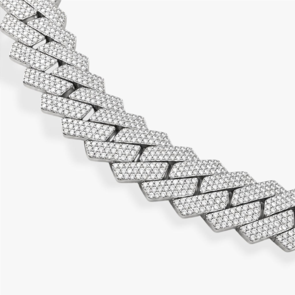 Overload | Men's Cuban Zircon Necklace Flat Links