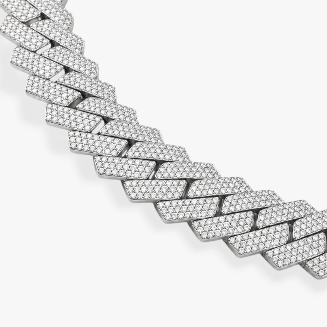 Overload | Men's Cuban Zircon Necklace Flat Links