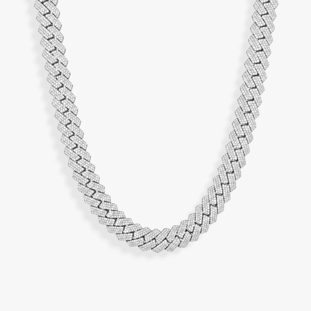 Overload | Collier Chaîne Cuban Zircon Maillons Plats Homme