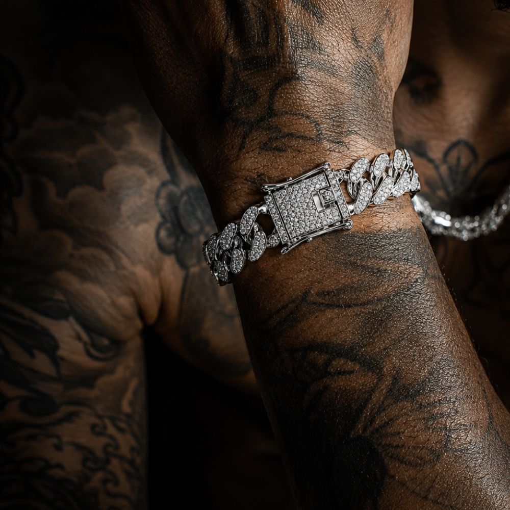 Overload | Bracelet Chaîne Cuban 13mm Zircon Homme