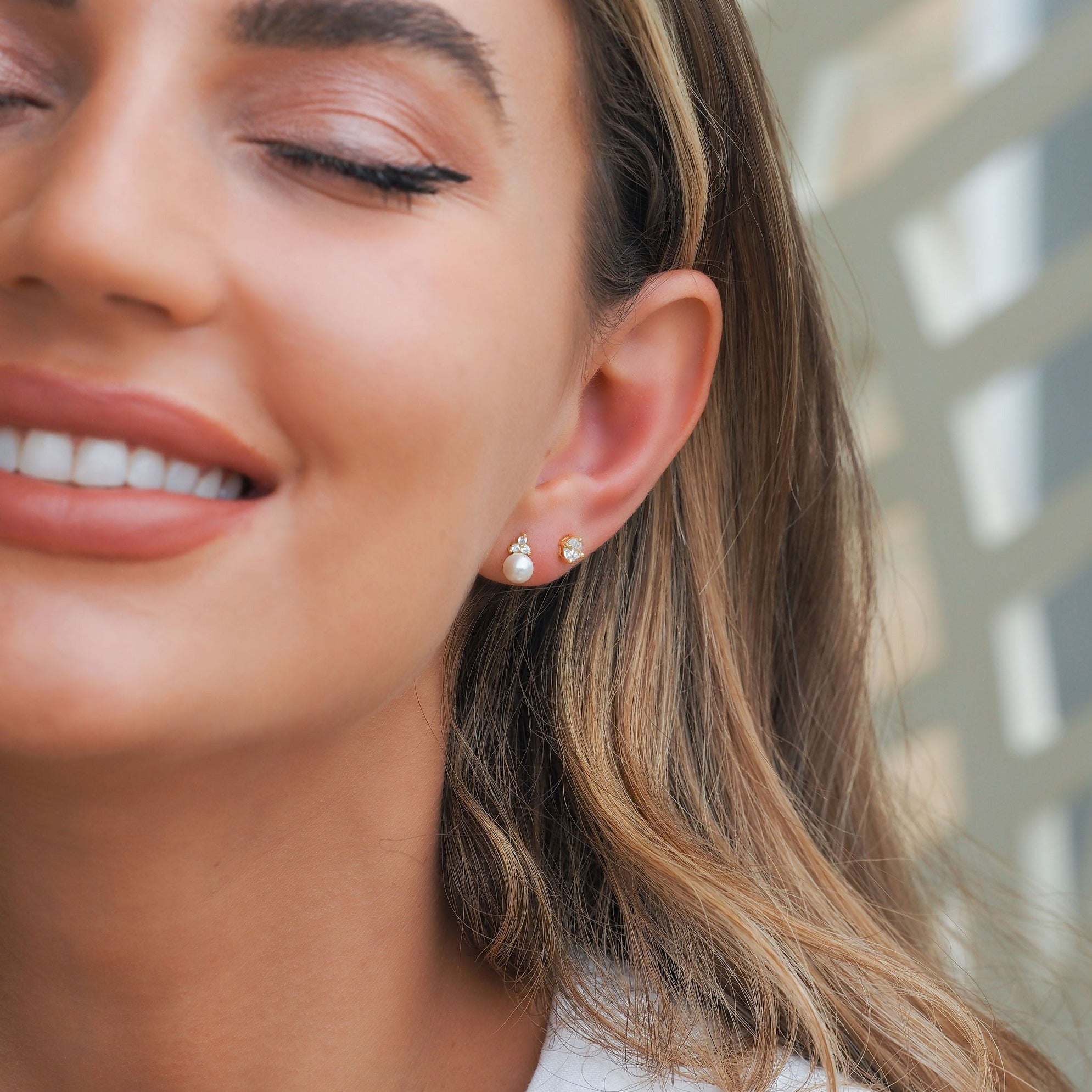 Puces d’Oreilles Trinity Perles en Or