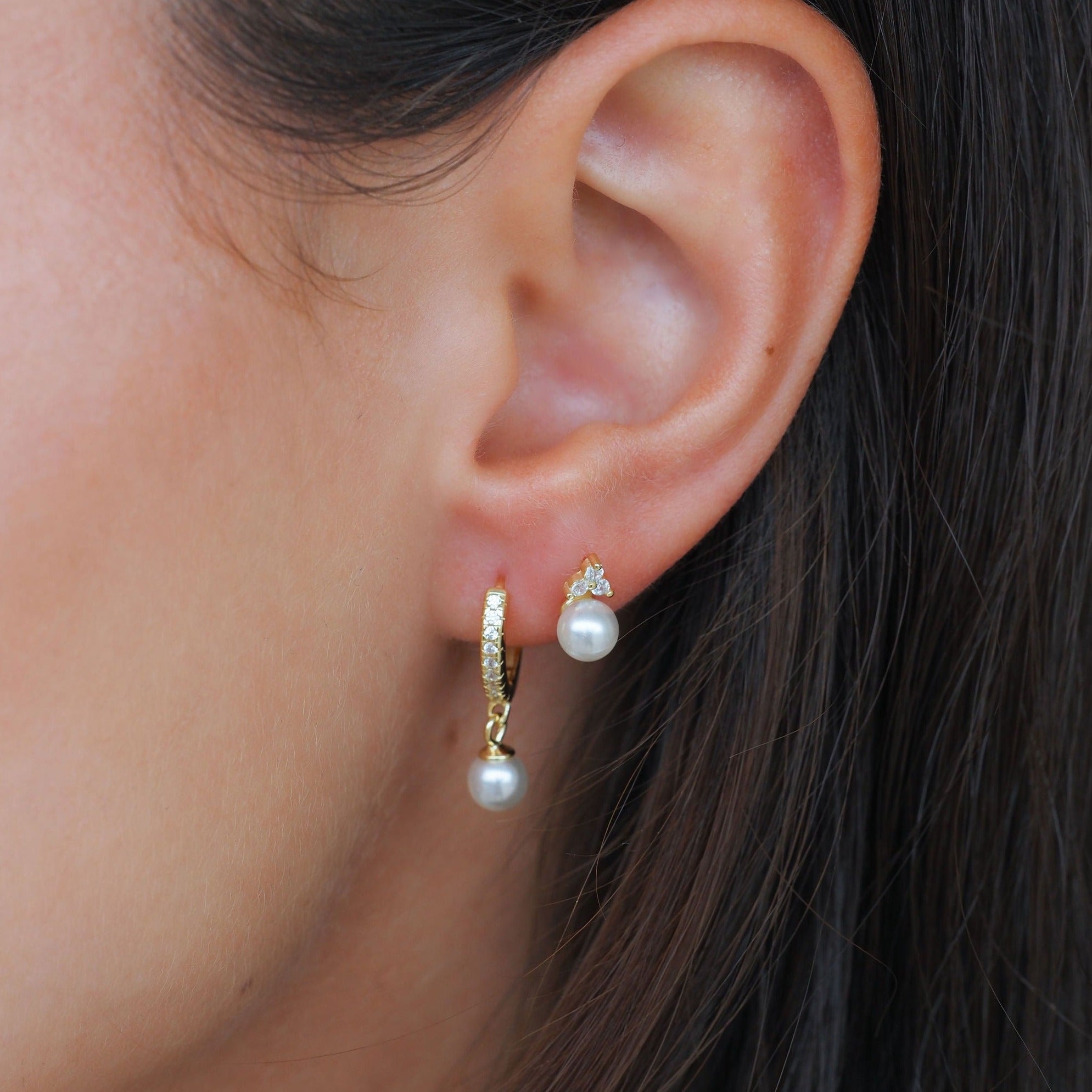 Puces d’Oreilles Trinity Perles en Argent
