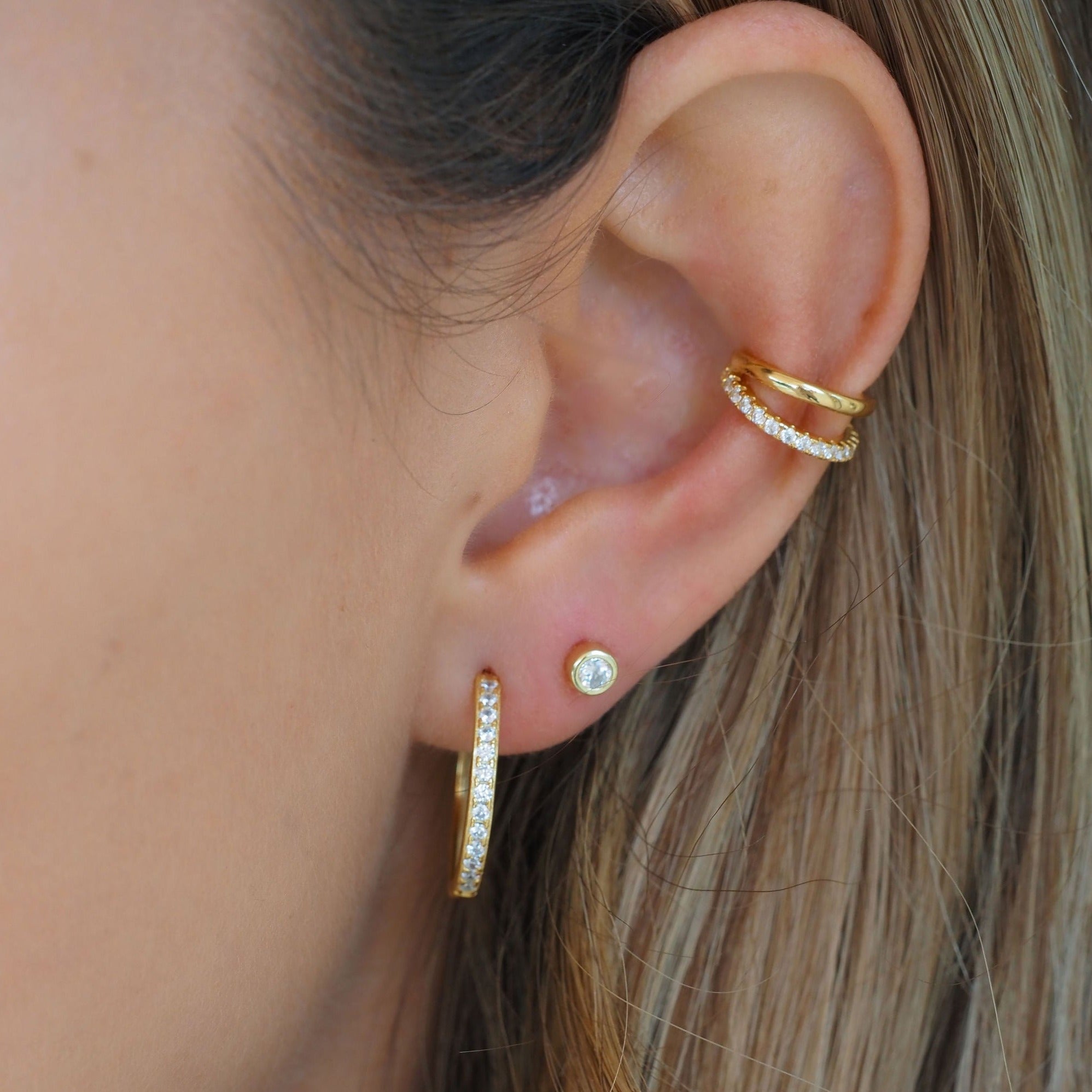 Puces d’Oreilles Sphères Pavé en Argent