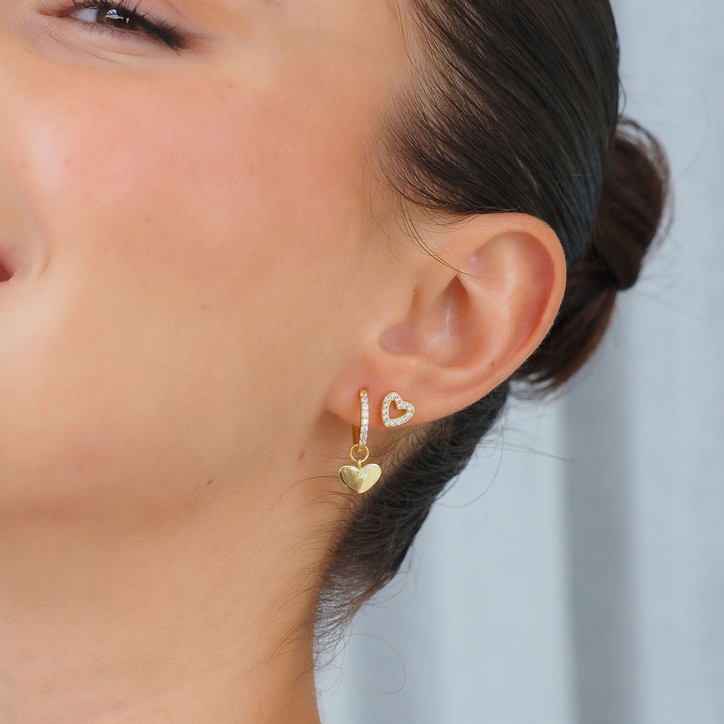 Boucles d’Oreilles Créoles Cœur Amore en Or