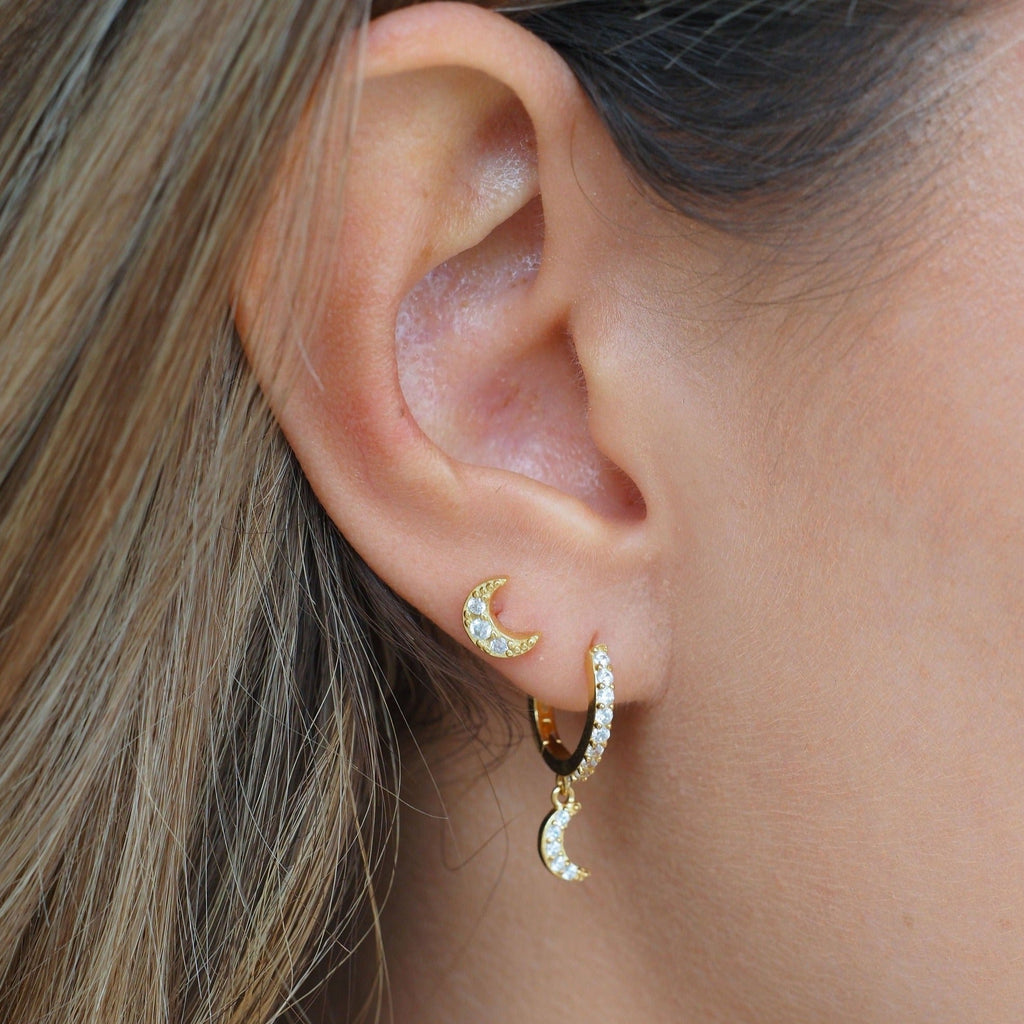 Boucles d’Oreilles Créoles Lune Luna en Or