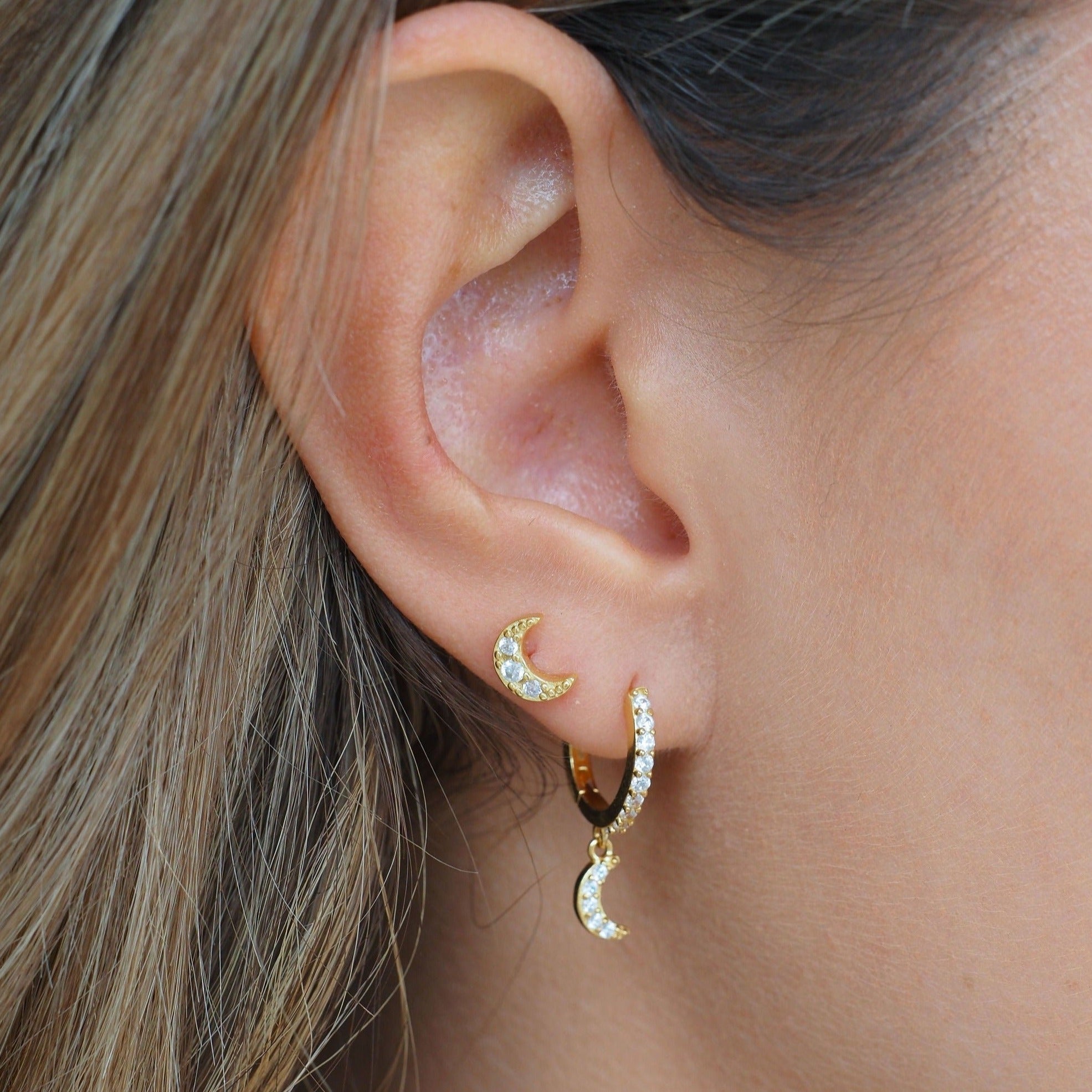 Boucles d’Oreilles Créoles Lune Luna en Or