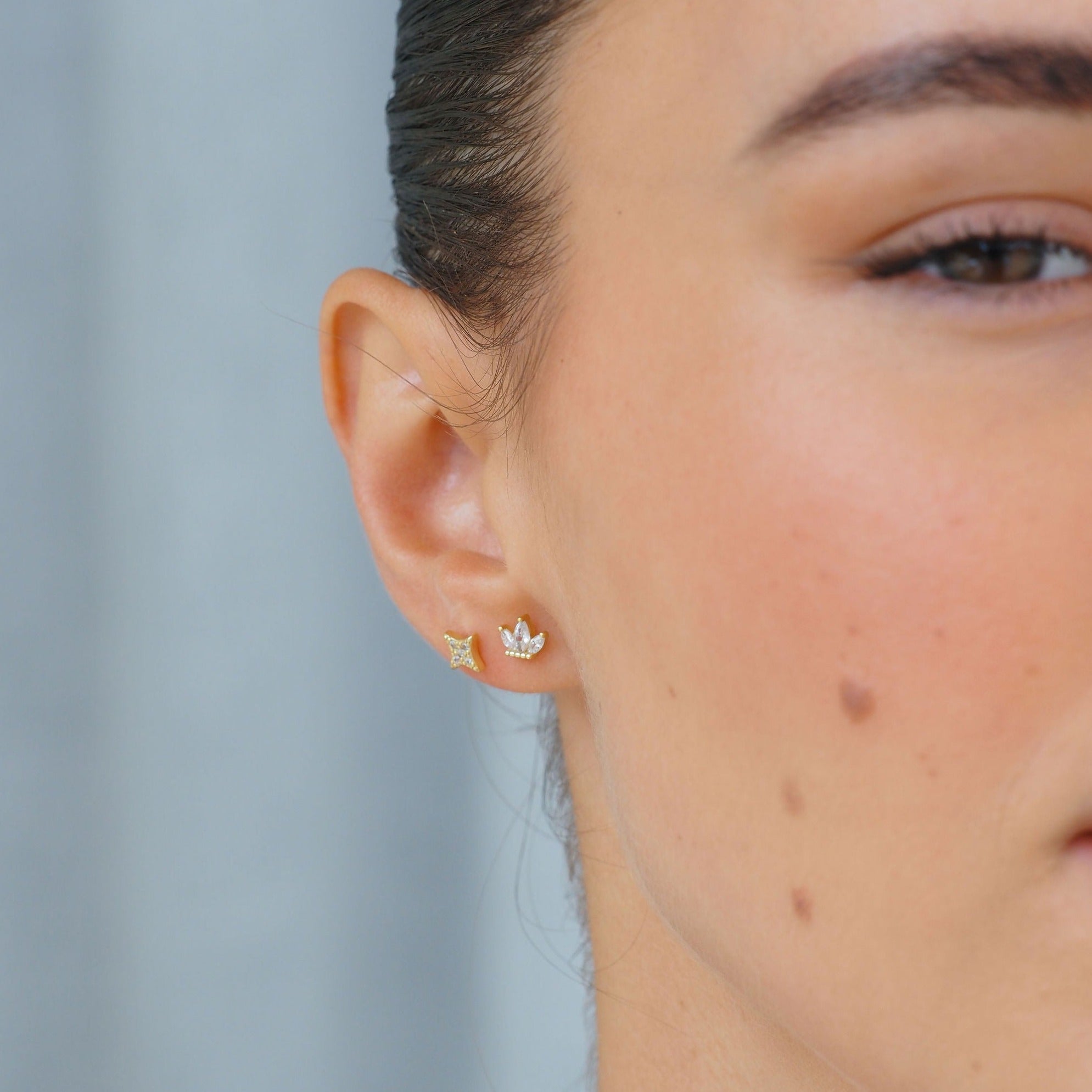 Puces d’Oreilles Couronne Jewel en Argent