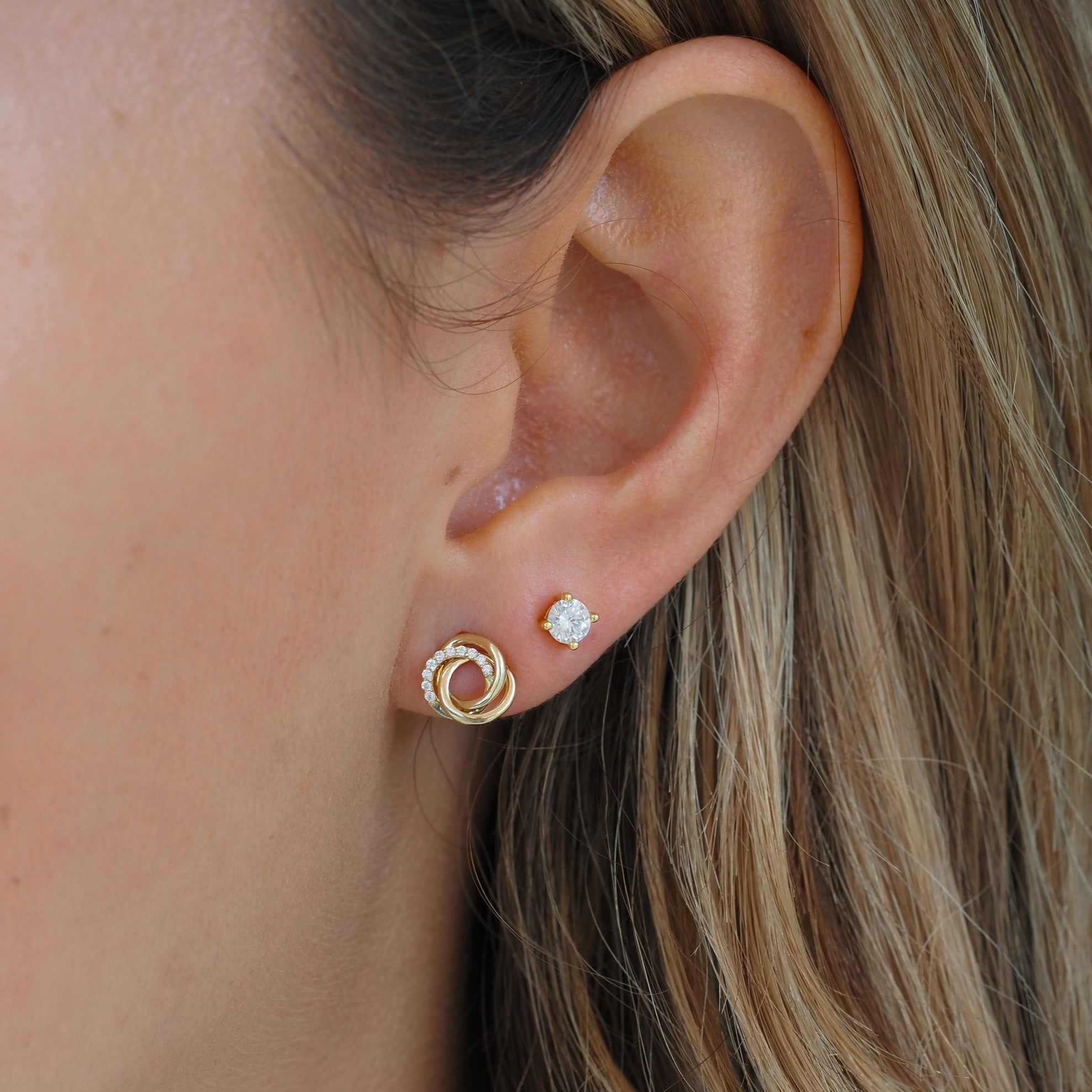 Puces d’Oreilles avec Diamant en Argent