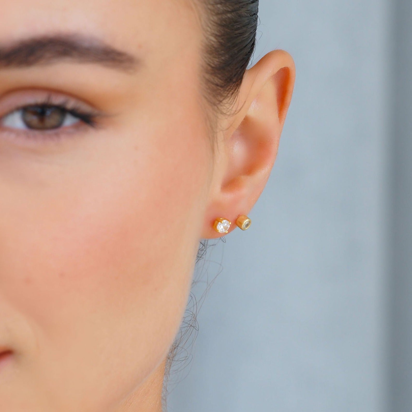 Puces d’Oreilles avec Diamant en Argent