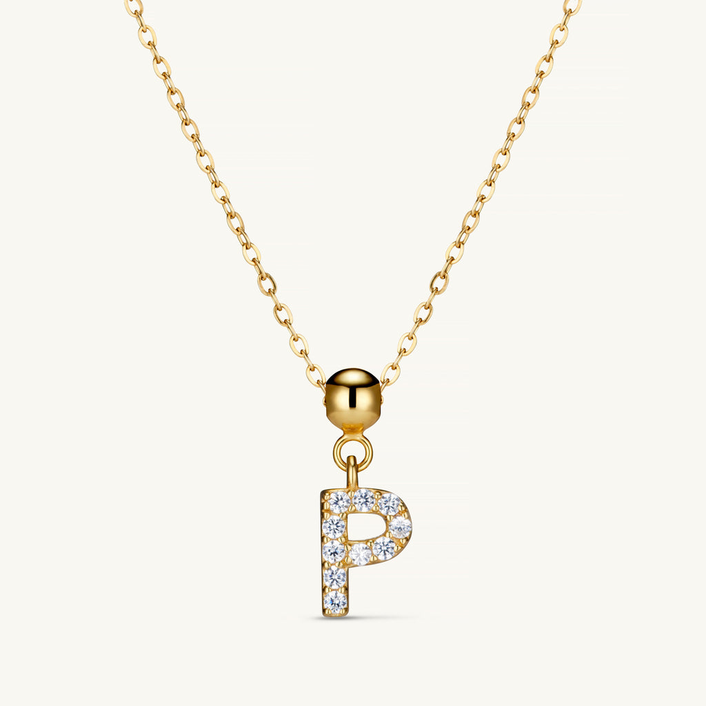 Pendentif Initiale P avec Diamant en Or