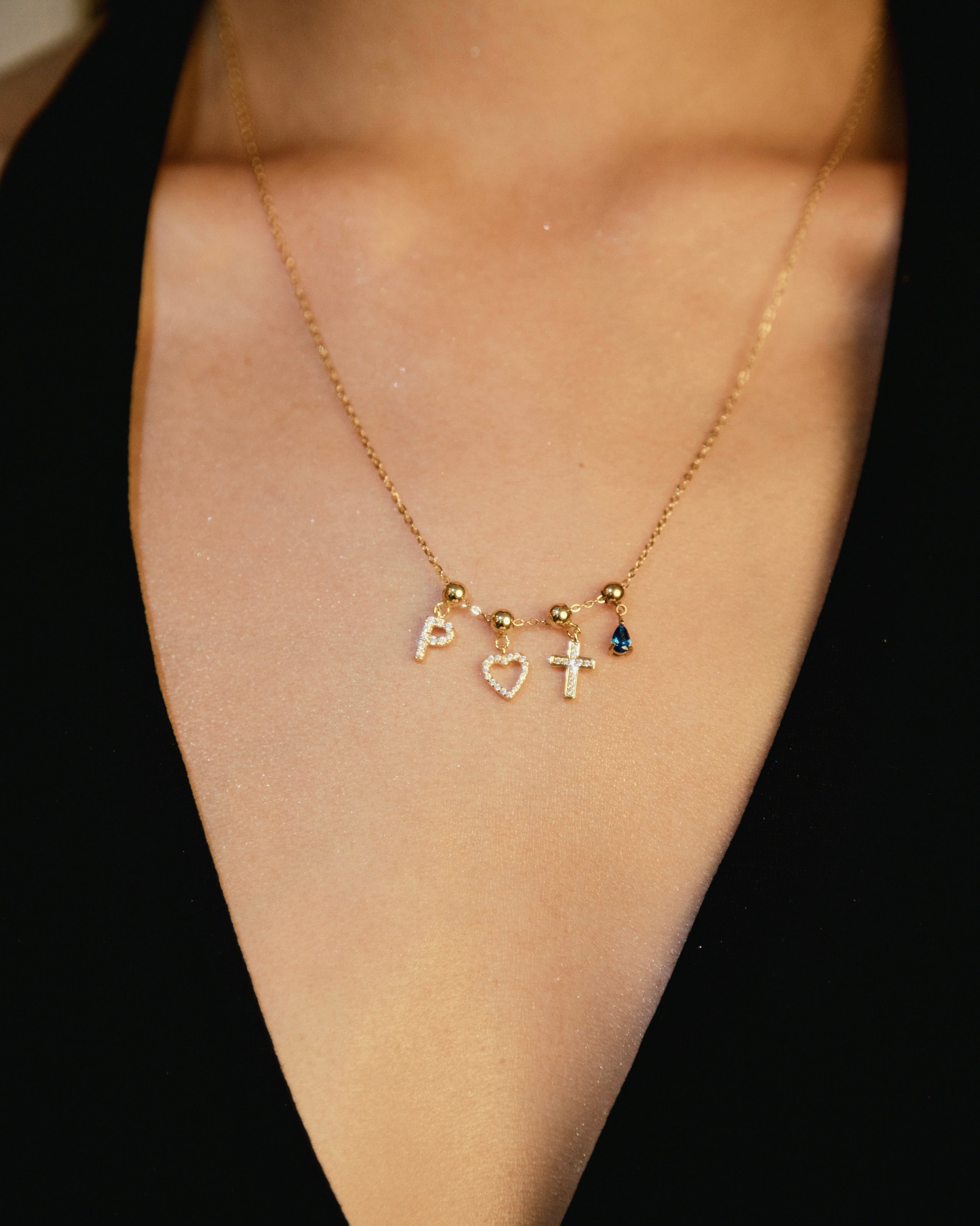 Pendentif Initiale P avec Diamant en Or
