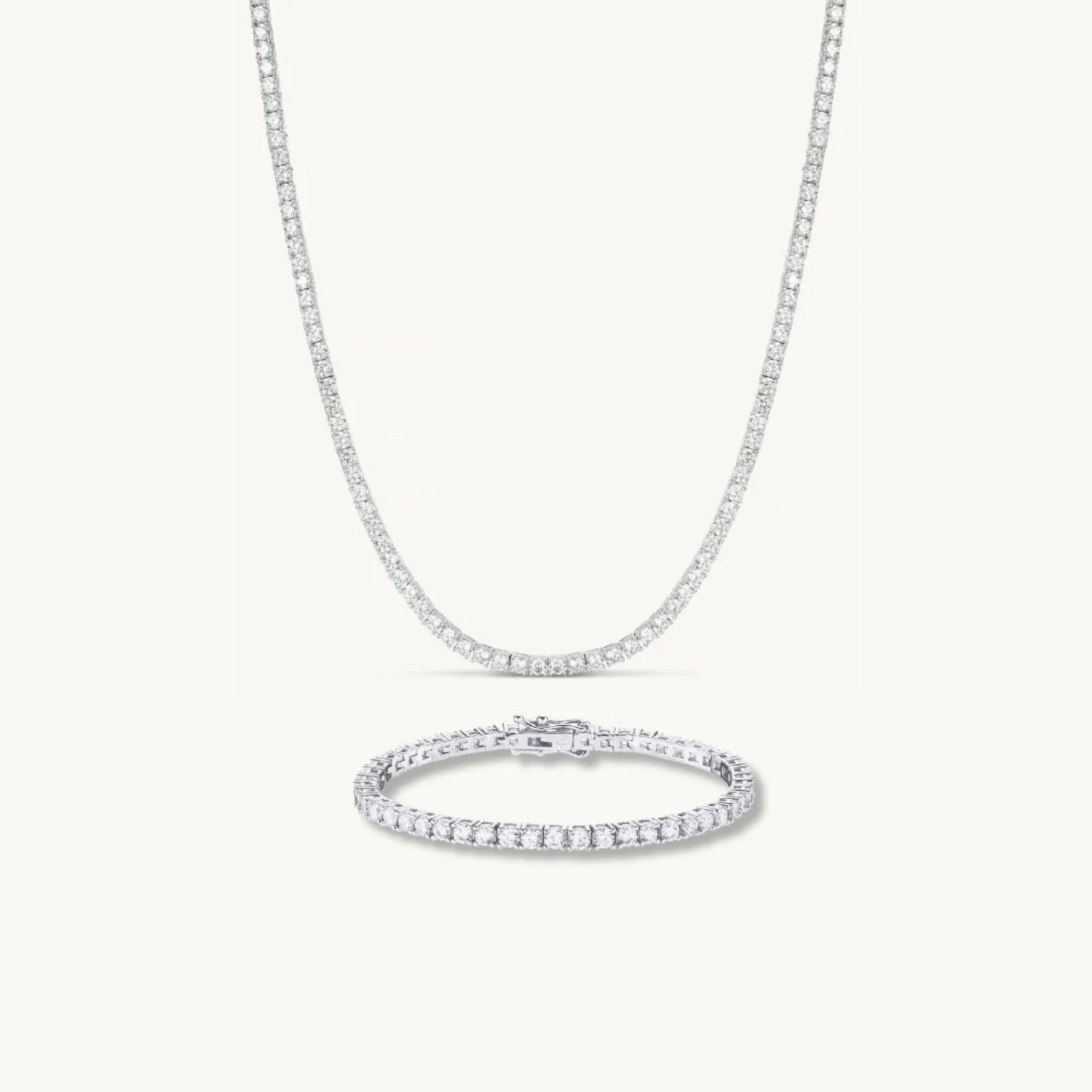 Parure Collier & Bracelet Tennis en Argent